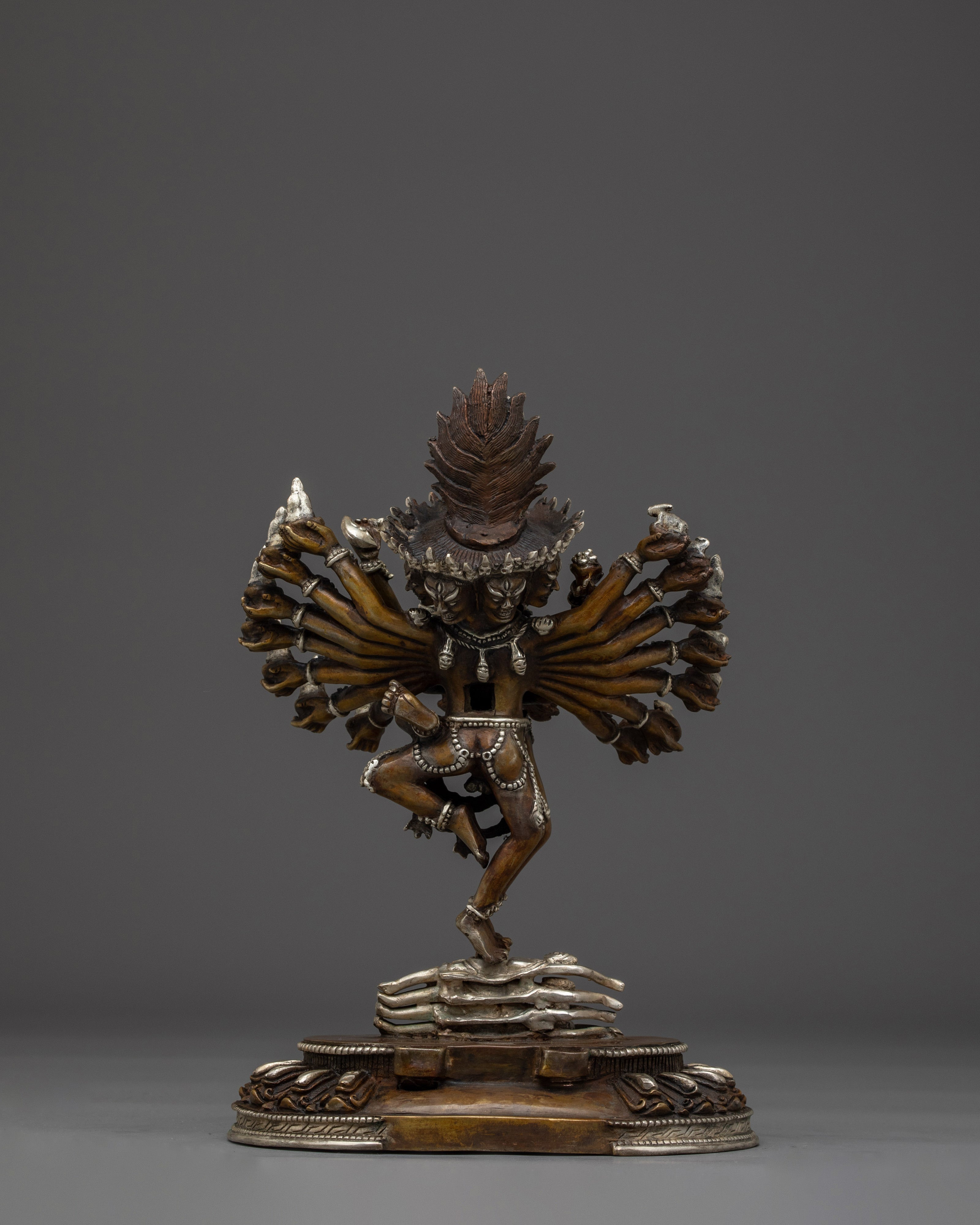 Silver-plated Hevajra With Consort statue | Empowerment Practice