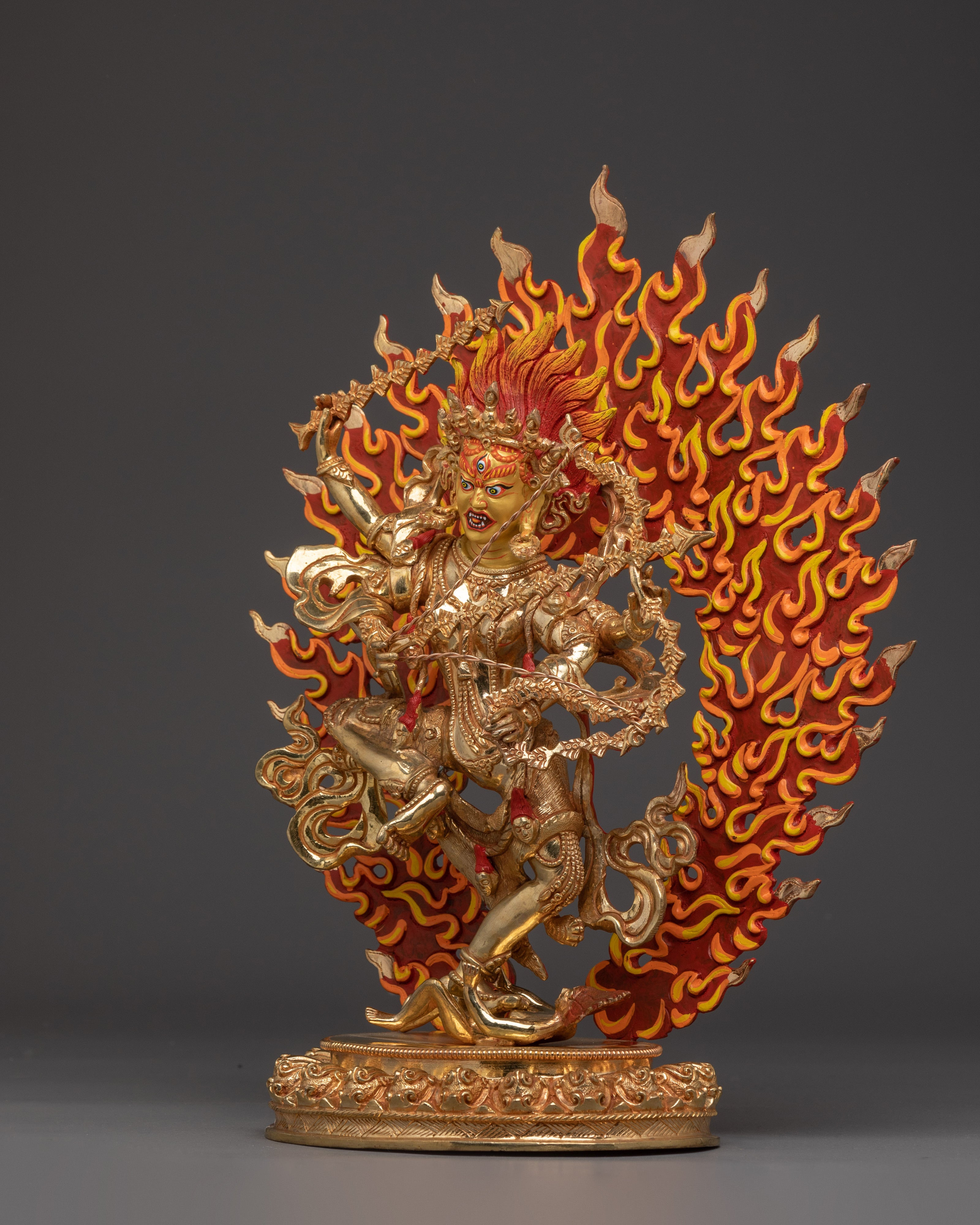 Handcrafted 24K Gold-Gilded Kurkulla Statue | Copper Buddhist Sculpture
