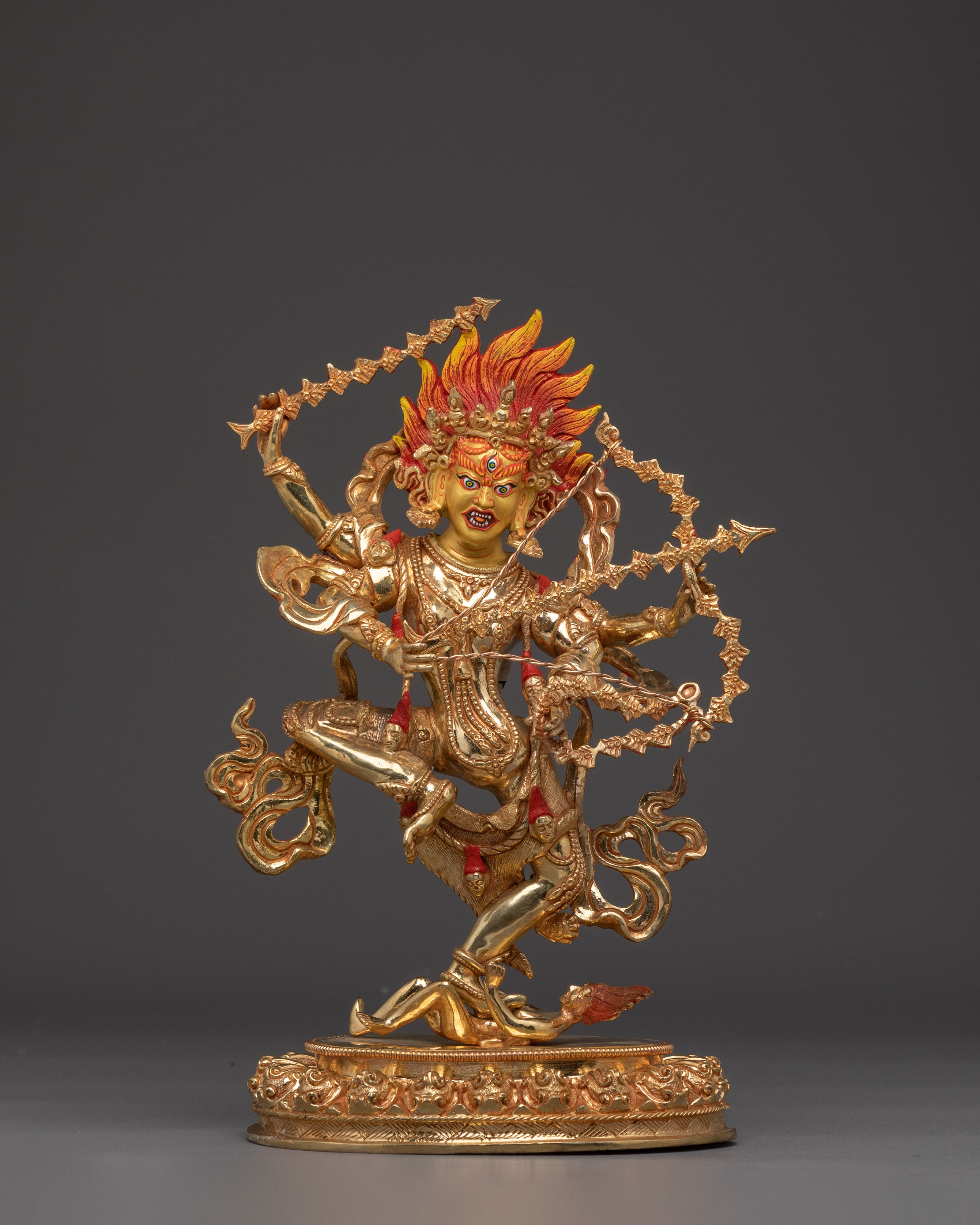 Handcrafted 24K Gold-Gilded Kurkulla Statue | Copper Buddhist Sculpture