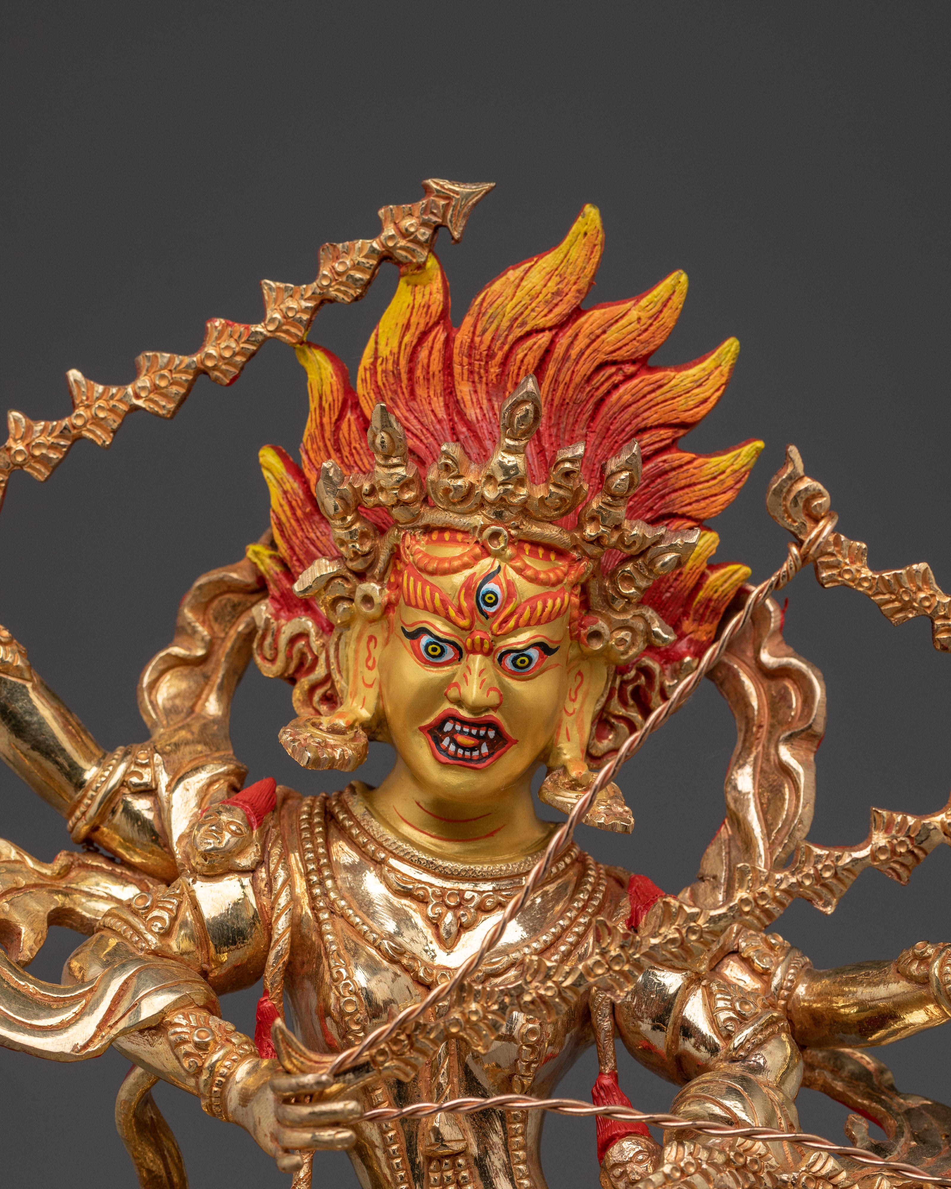 Handcrafted 24K Gold-Gilded Kurkulla Statue | Copper Buddhist Sculpture