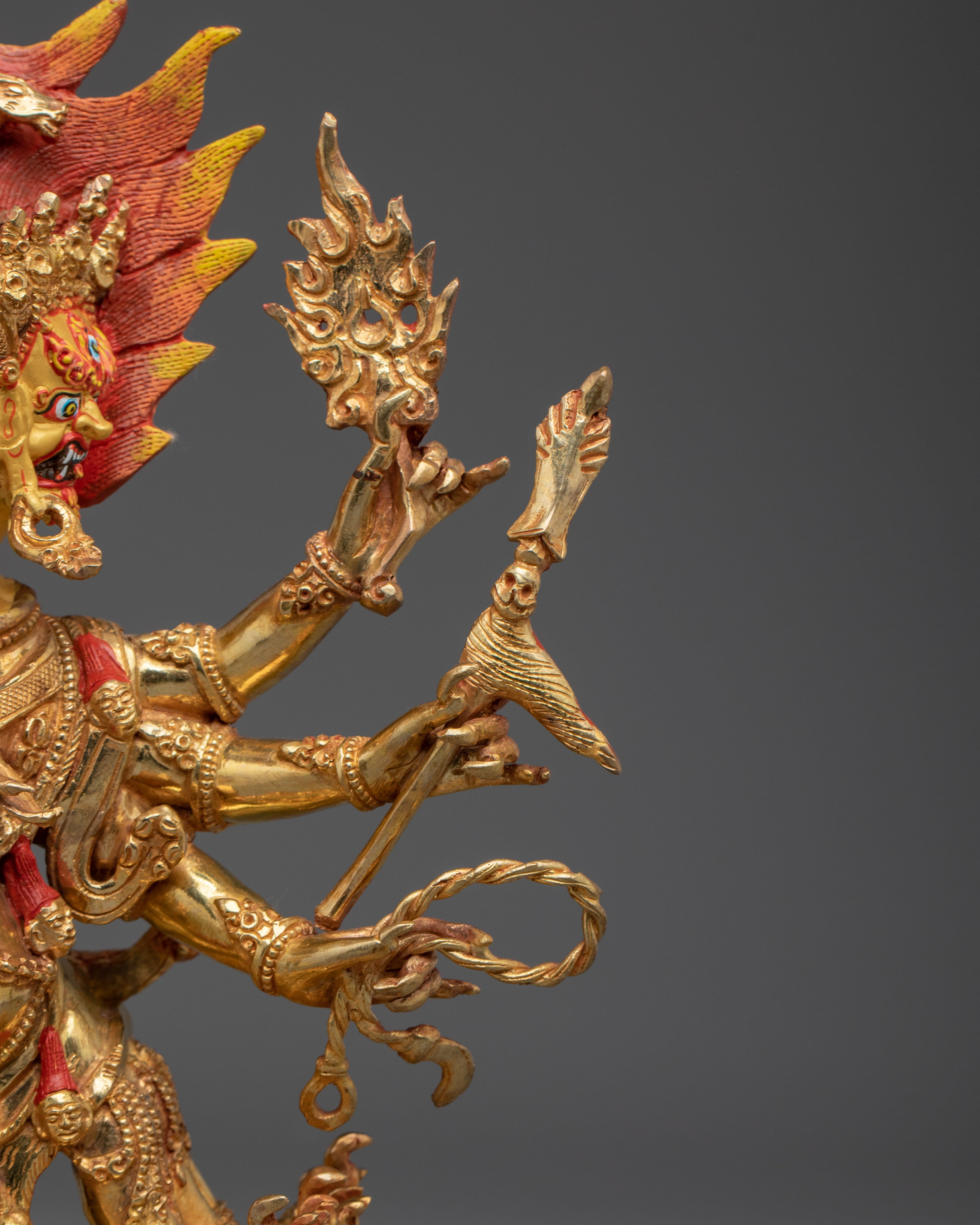 Hayagriva Statue 24K Gold Gilded | Wrathful Buddhist Deity Sculpture