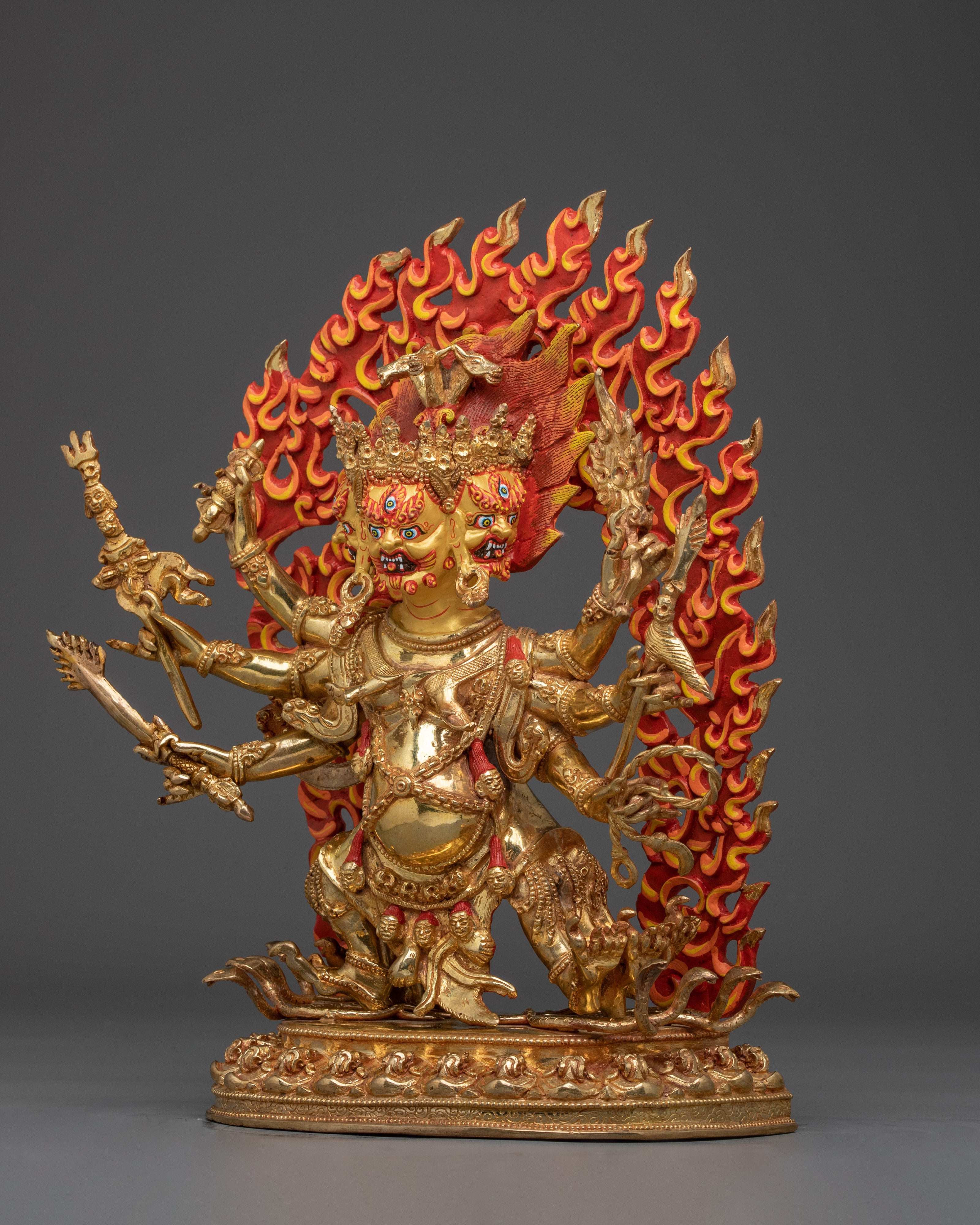 Hayagriva Statue 24K Gold Gilded | Wrathful Buddhist Deity Sculpture