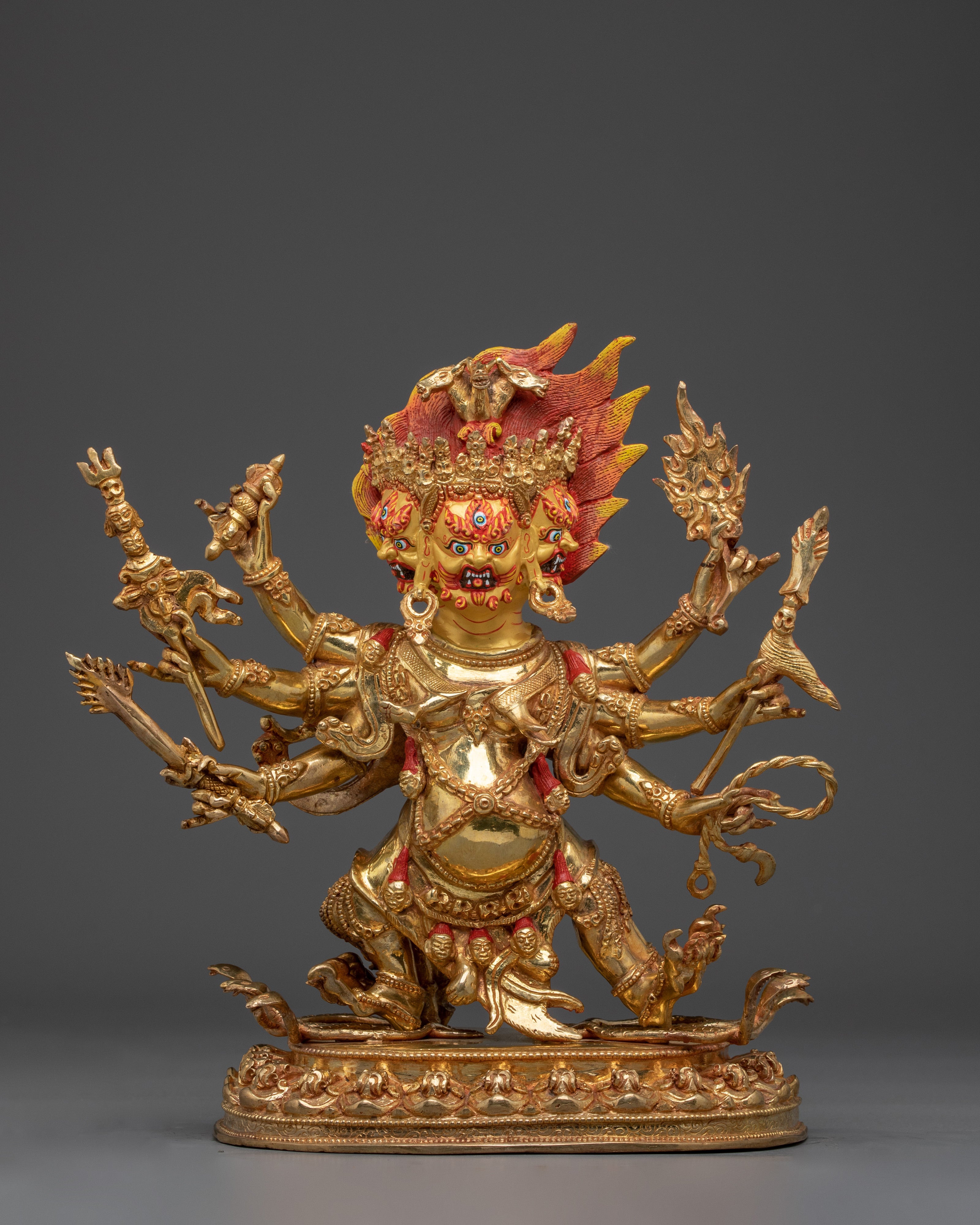 Hayagriva Statue 24K Gold Gilded | Wrathful Buddhist Deity Sculpture