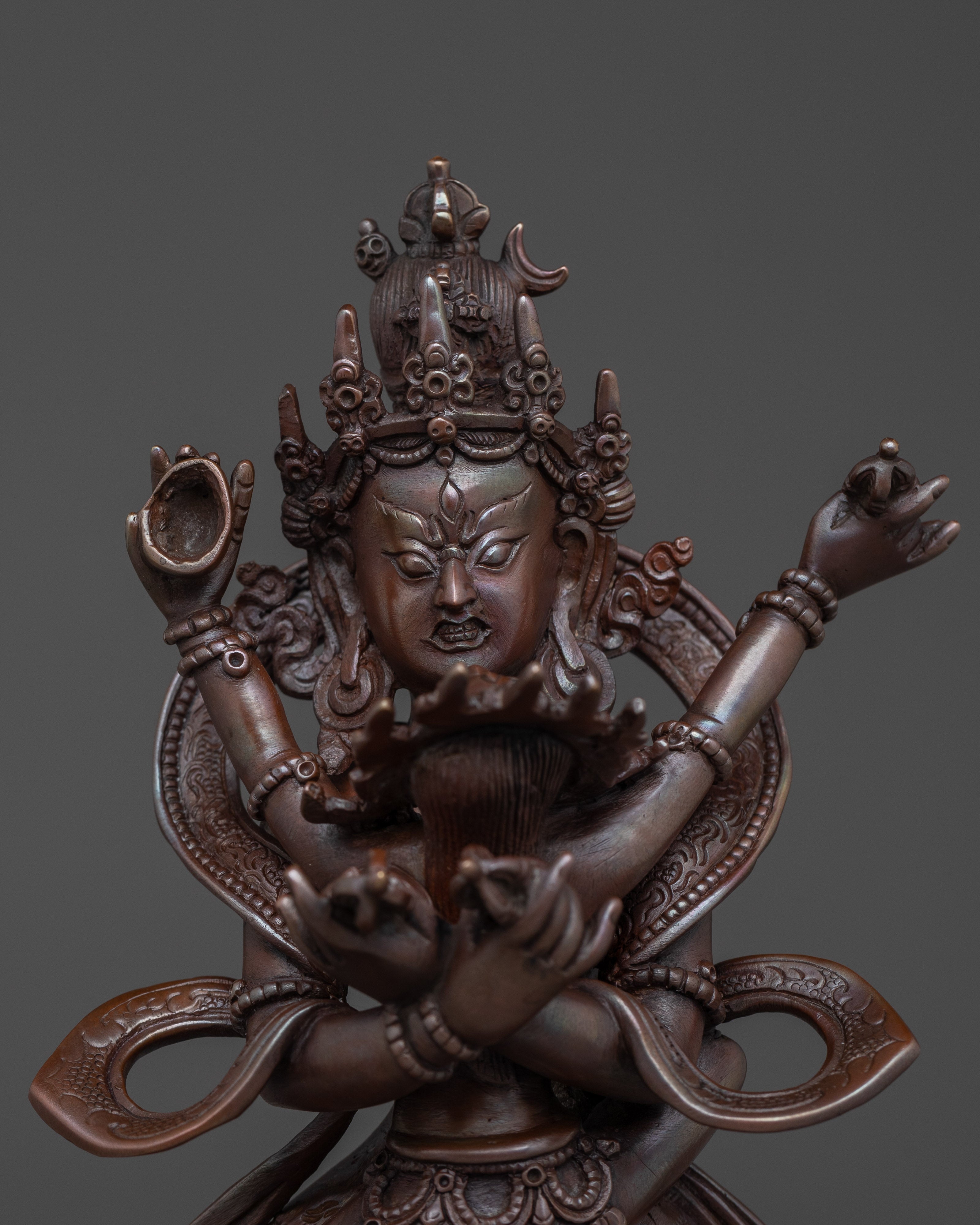 Chakrasamvara Copper Statue | Sculpture for Meditation, Yoga, Altar & Vajrayana Ritual