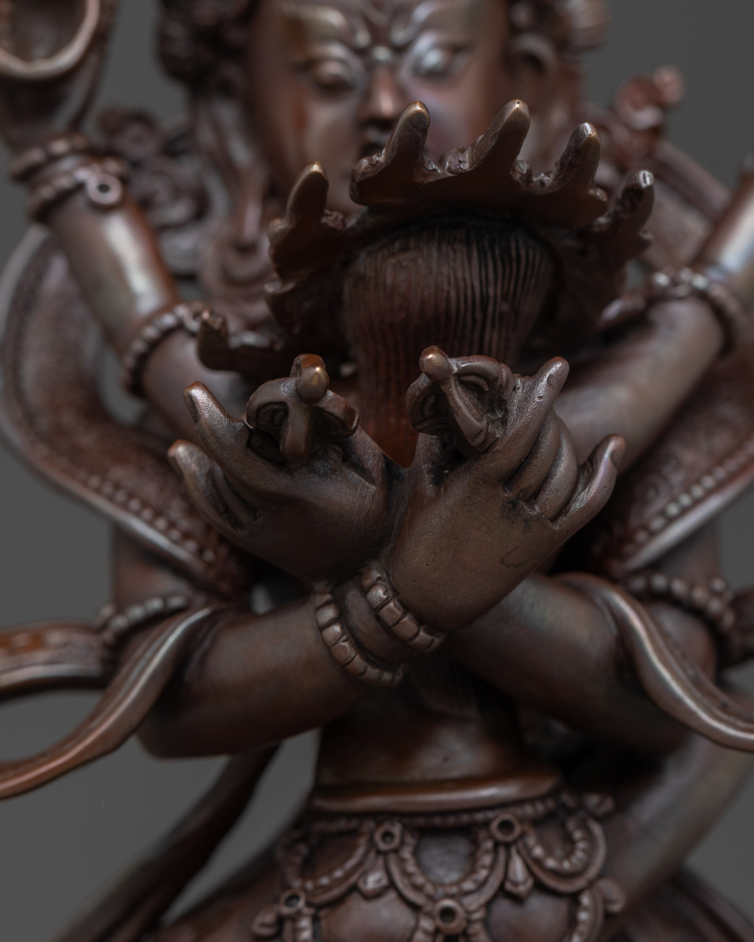 Chakrasamvara Copper Statue | Sculpture for Meditation, Yoga, Altar & Vajrayana Ritual