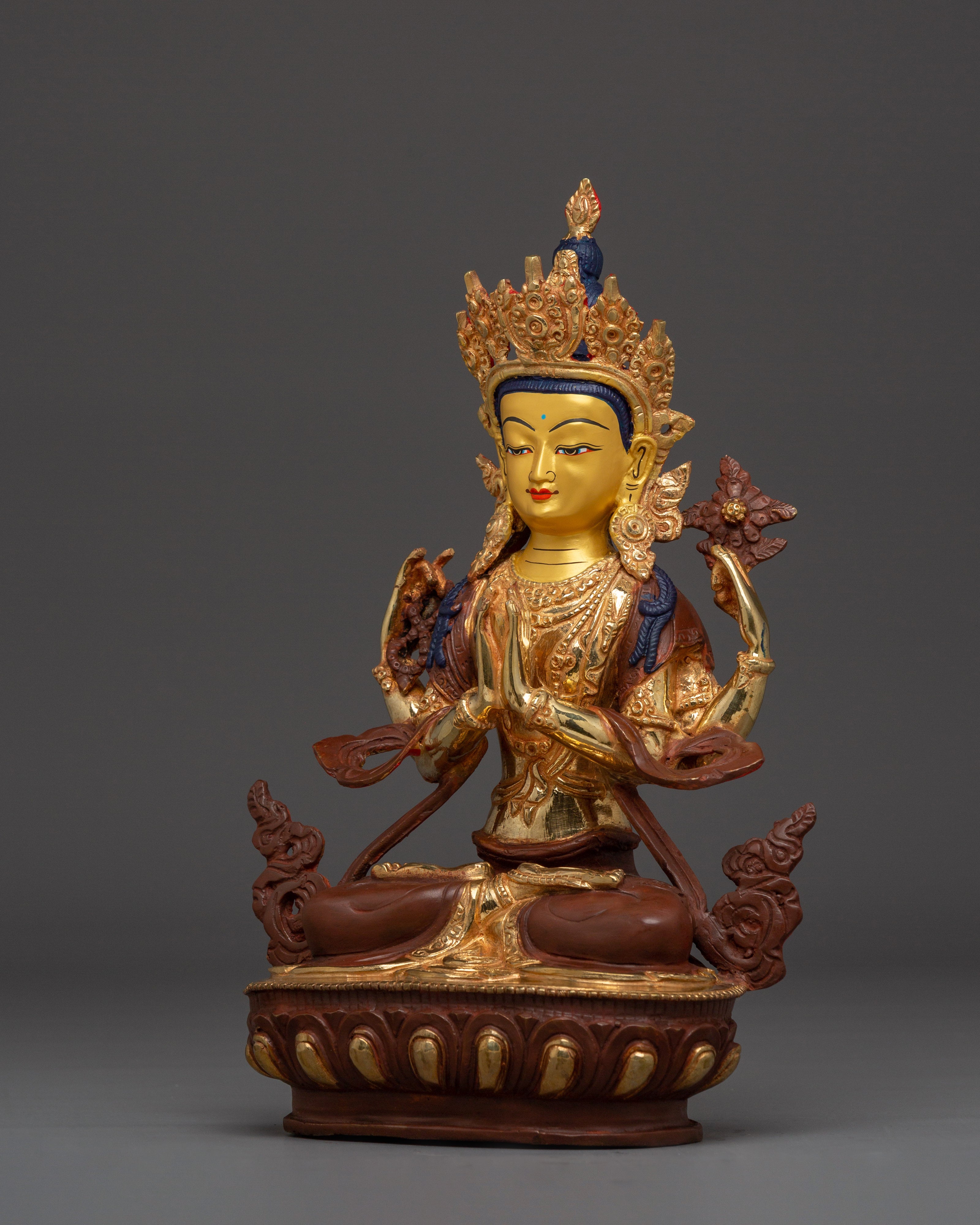 Handmade Tibetan Art of Chenrezig | Bodhisattva of Compassion