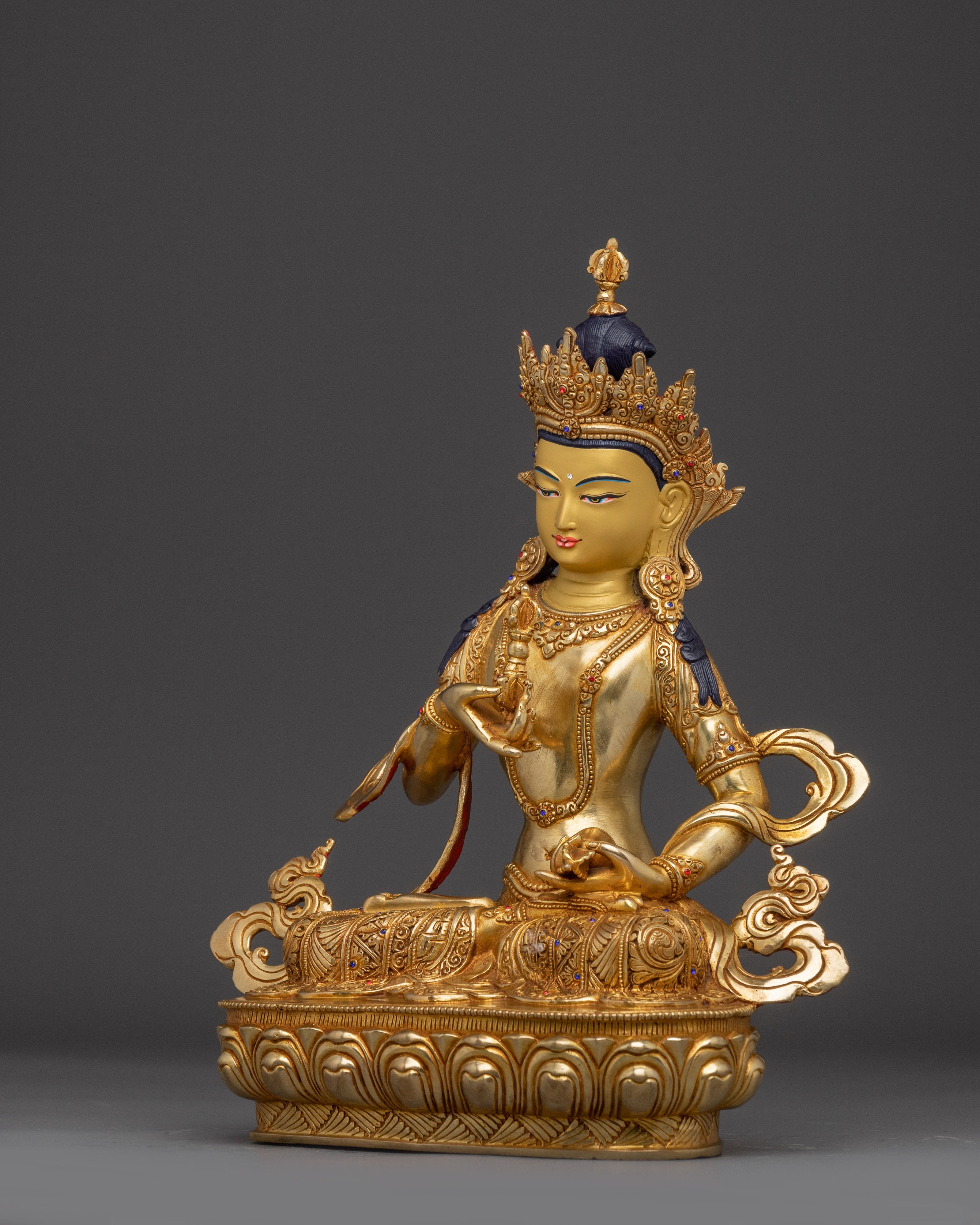 Serene Golden Statue of Dorje Sempa | Deity of Purification and Wisdom