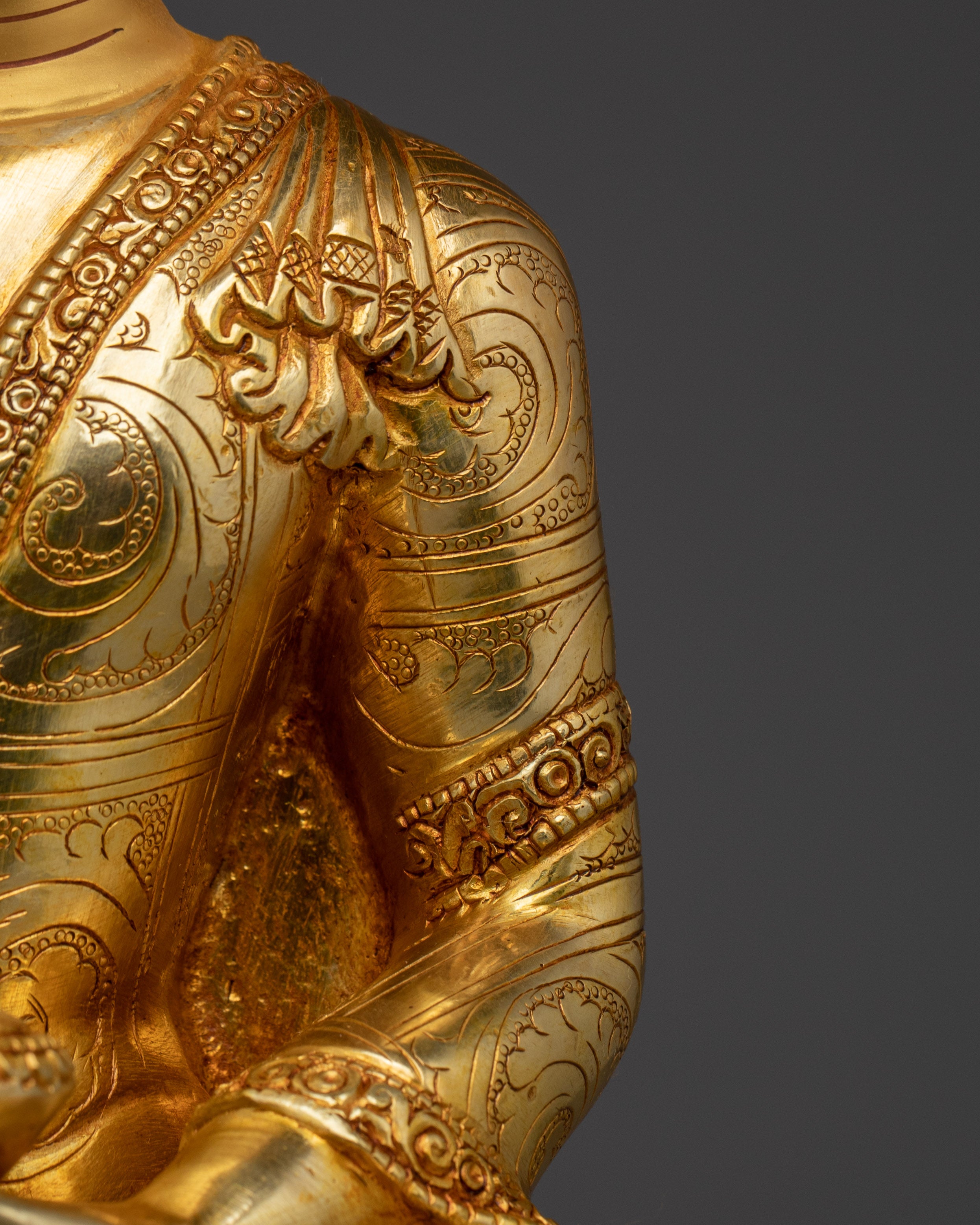 Golden Serene Shakyamuni Buddha Artwork | Enlightenment Symbol Gautama Buddha