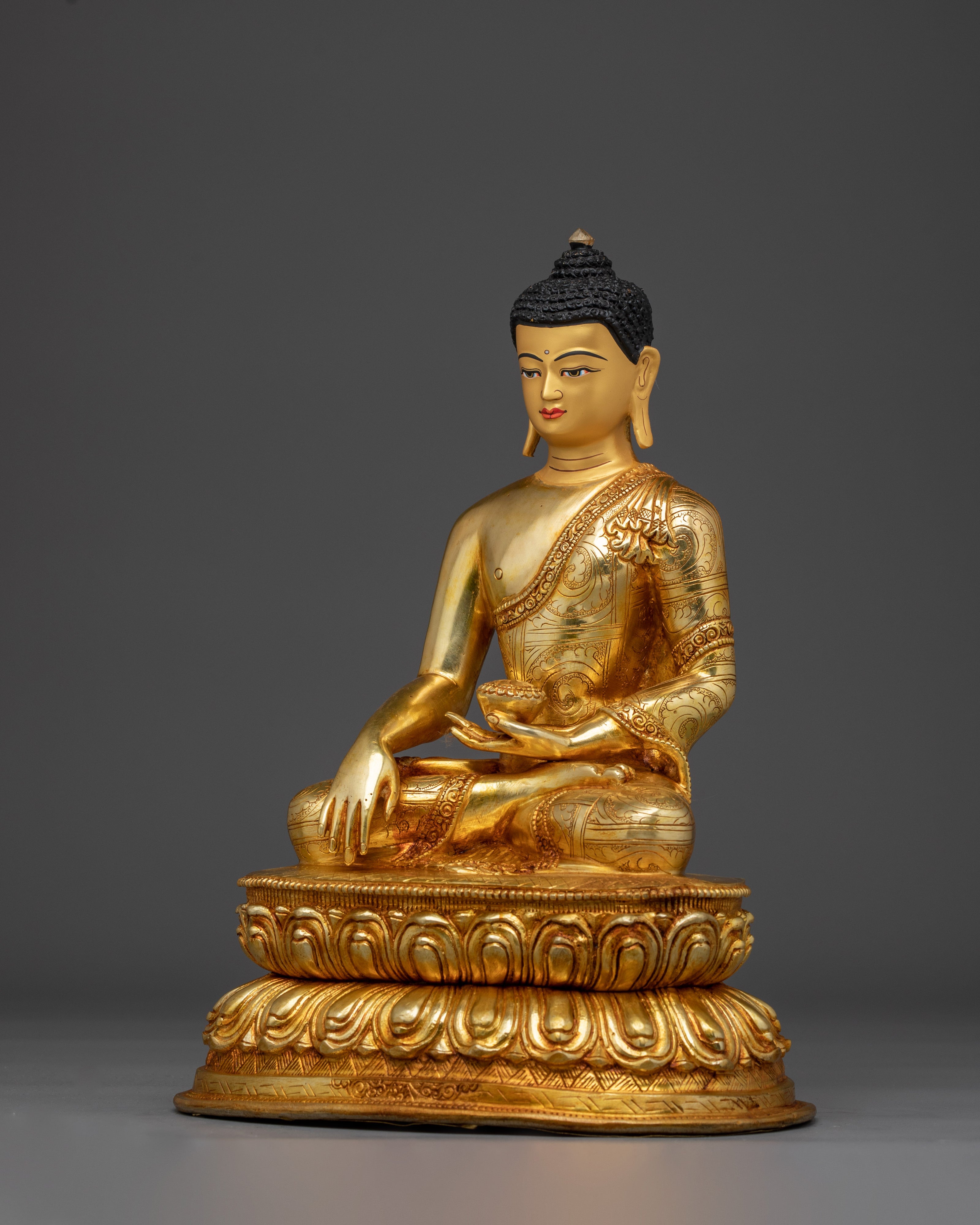 Golden Serene Shakyamuni Buddha Artwork | Enlightenment Symbol Gautama Buddha