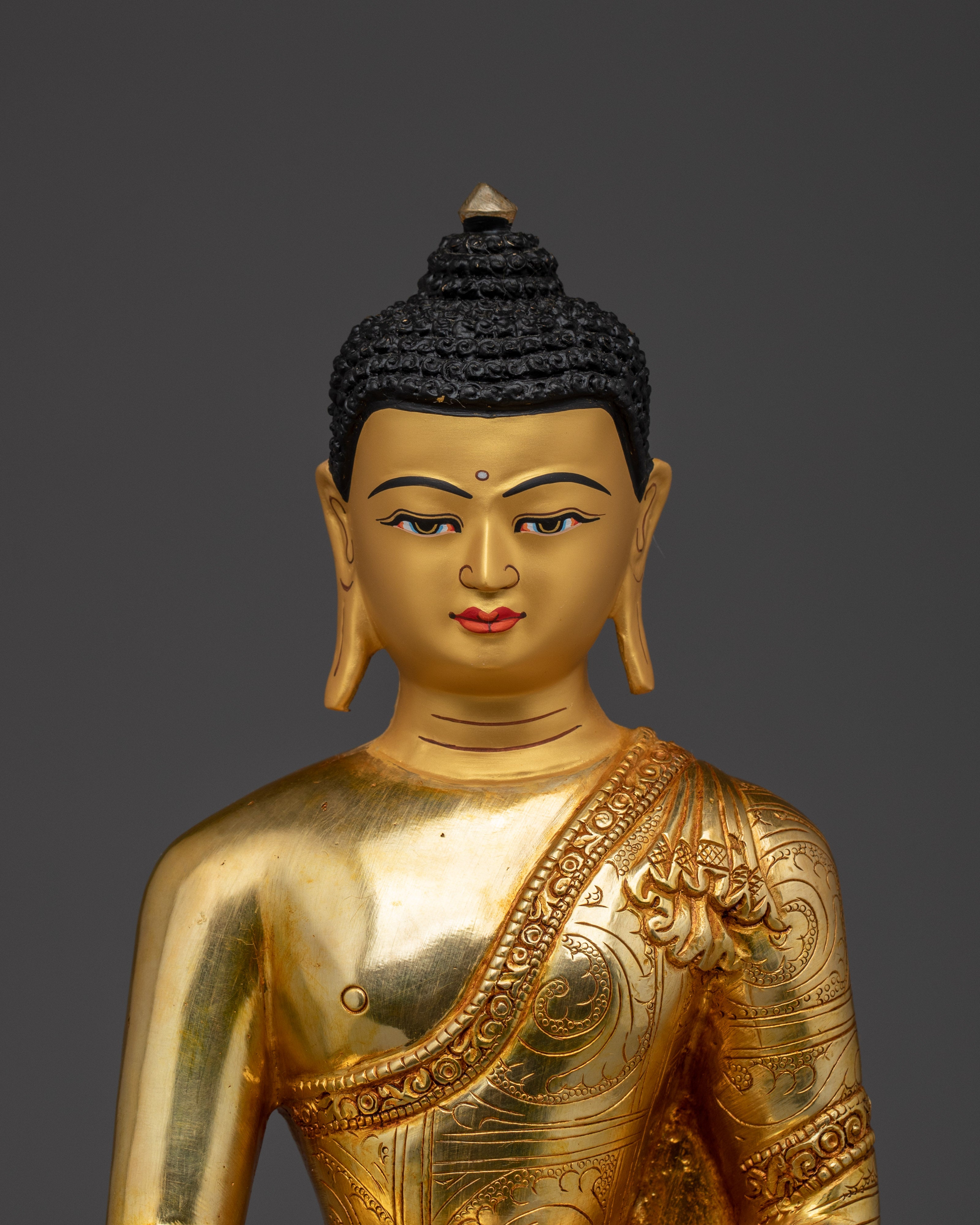 Golden Serene Shakyamuni Buddha Artwork | Enlightenment Symbol Gautama Buddha
