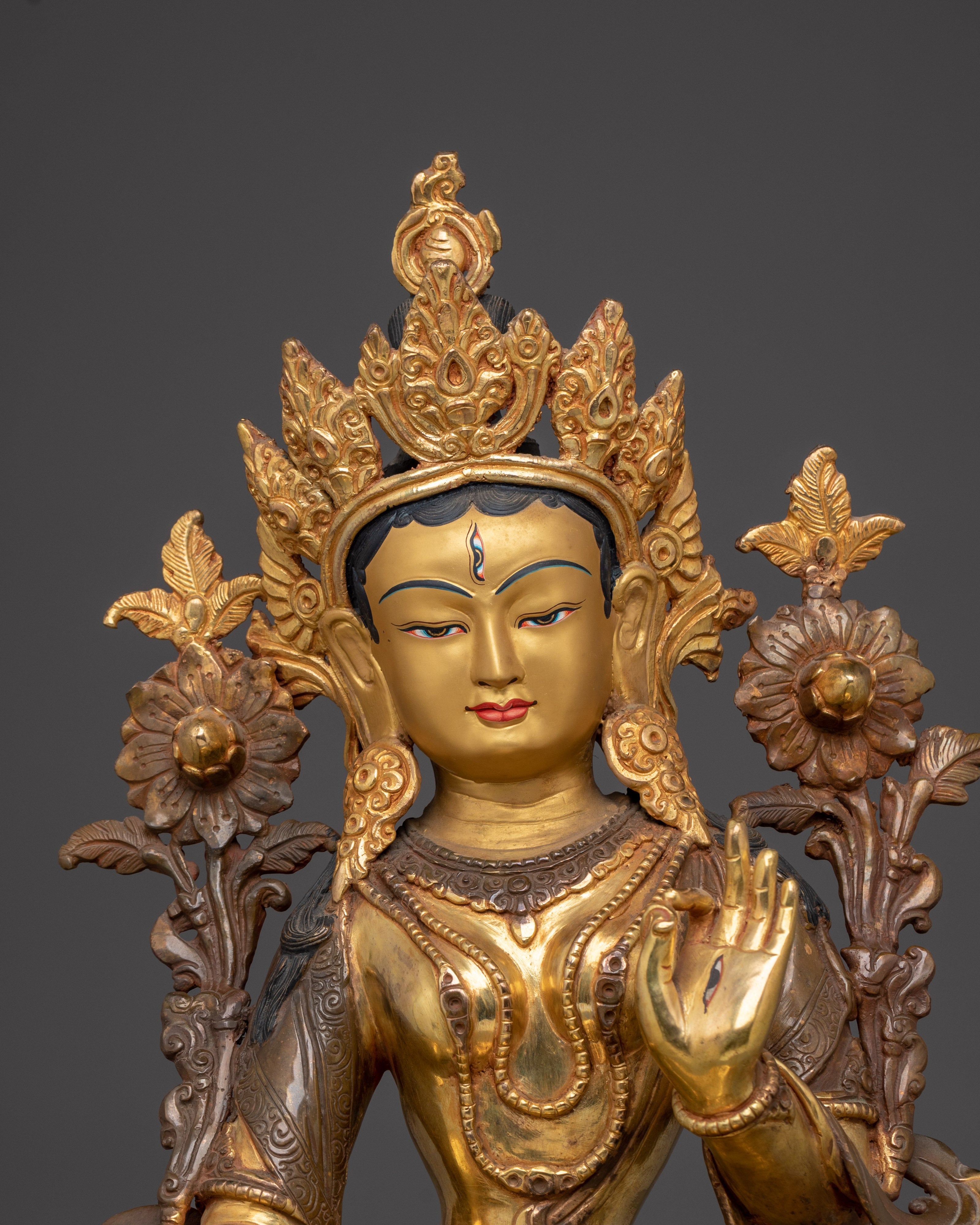 Golden Sita Tara Tibetan Deity Art | White Tara - Healing Deity
