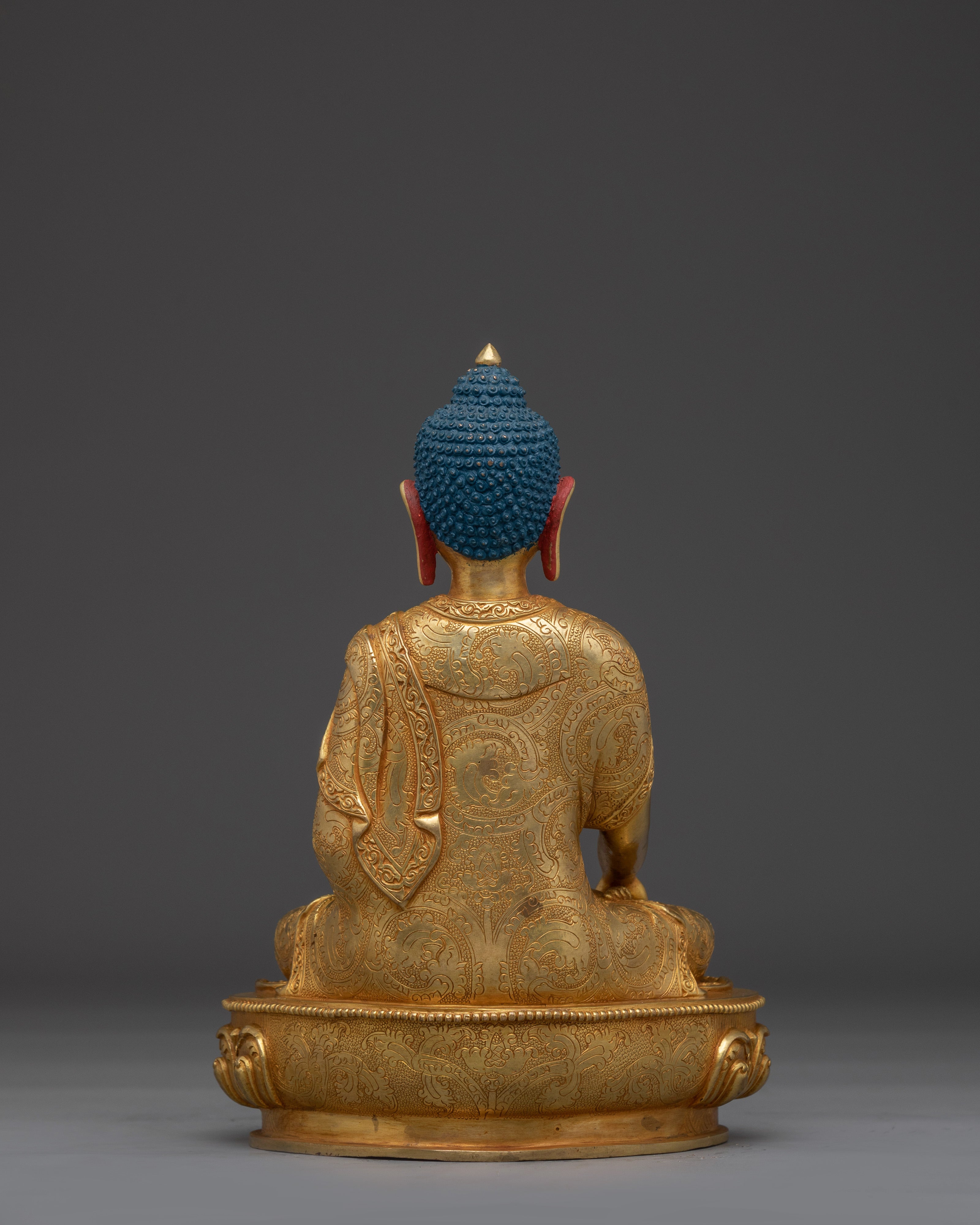 Gold Gilded Copper Shakyamuni Buddha Artwork | Perfect for Meditation and Altar Decor