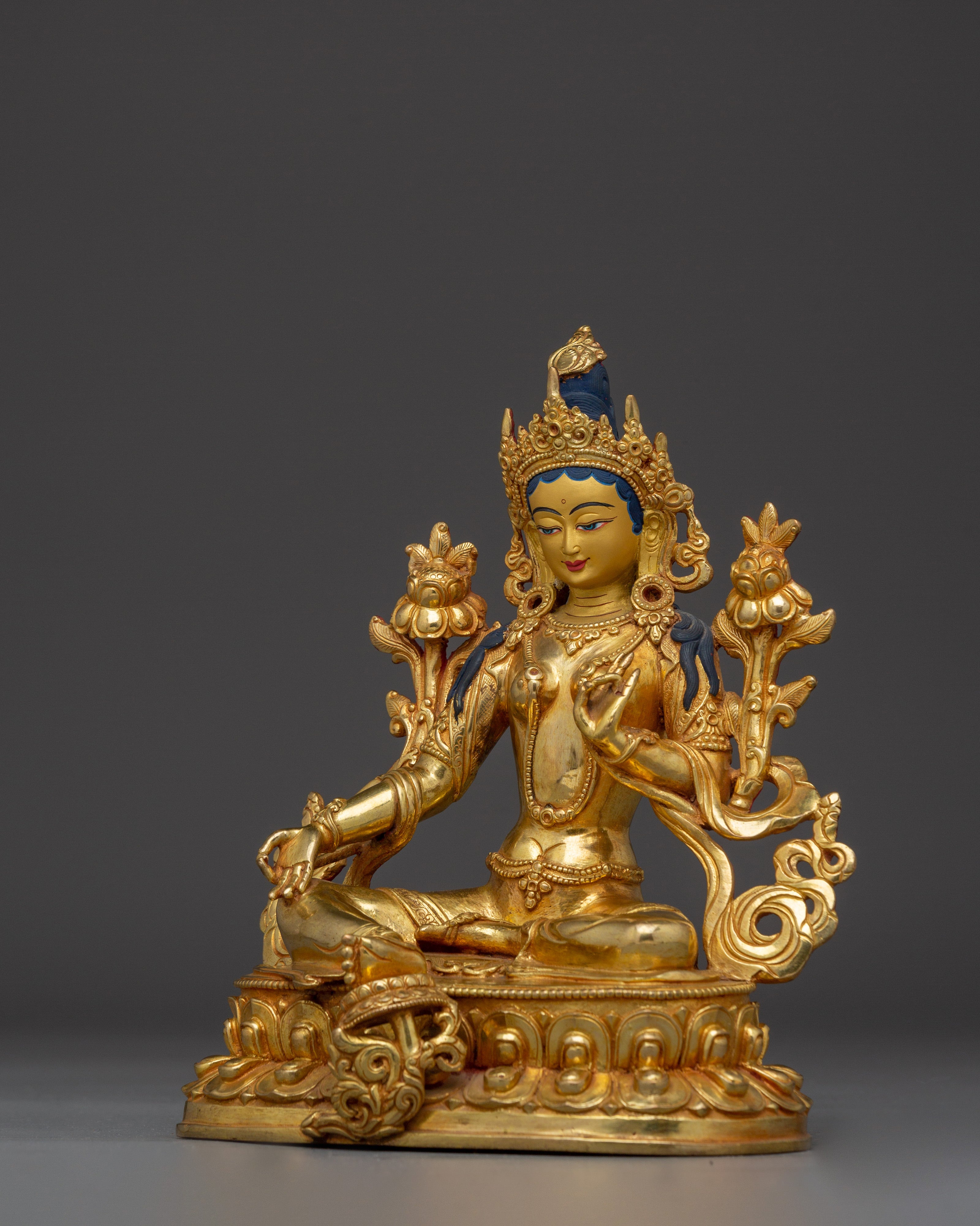 Majestic Shyama Tara Figurine - Mother of All Buddha | Green Tara Sculpture