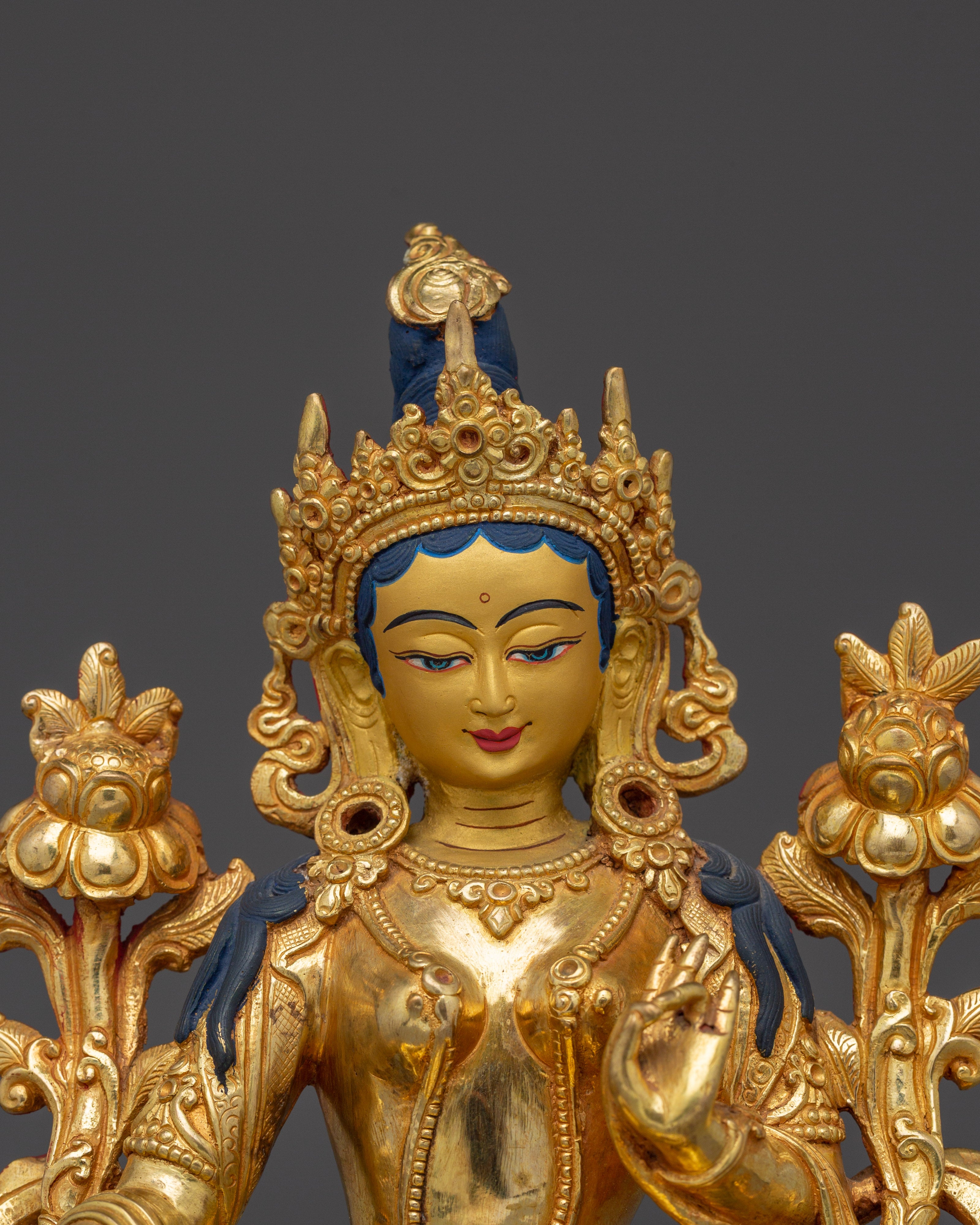 Majestic Shyama Tara Figurine - Mother of All Buddha | Green Tara Sculpture