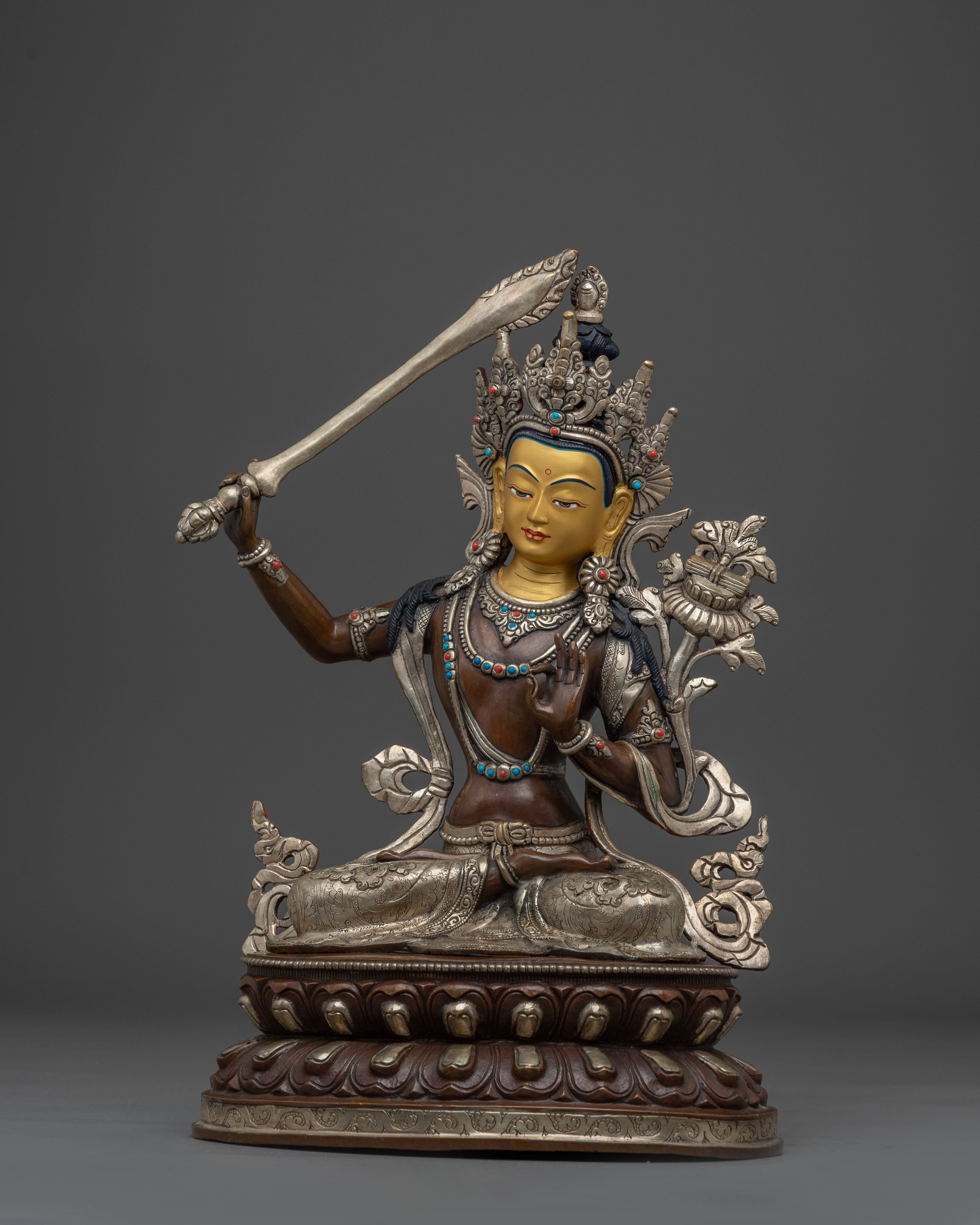 Noble Mahanaya Buddhist Manjushri Sculpture | The Bodhisattva of Enlightenment