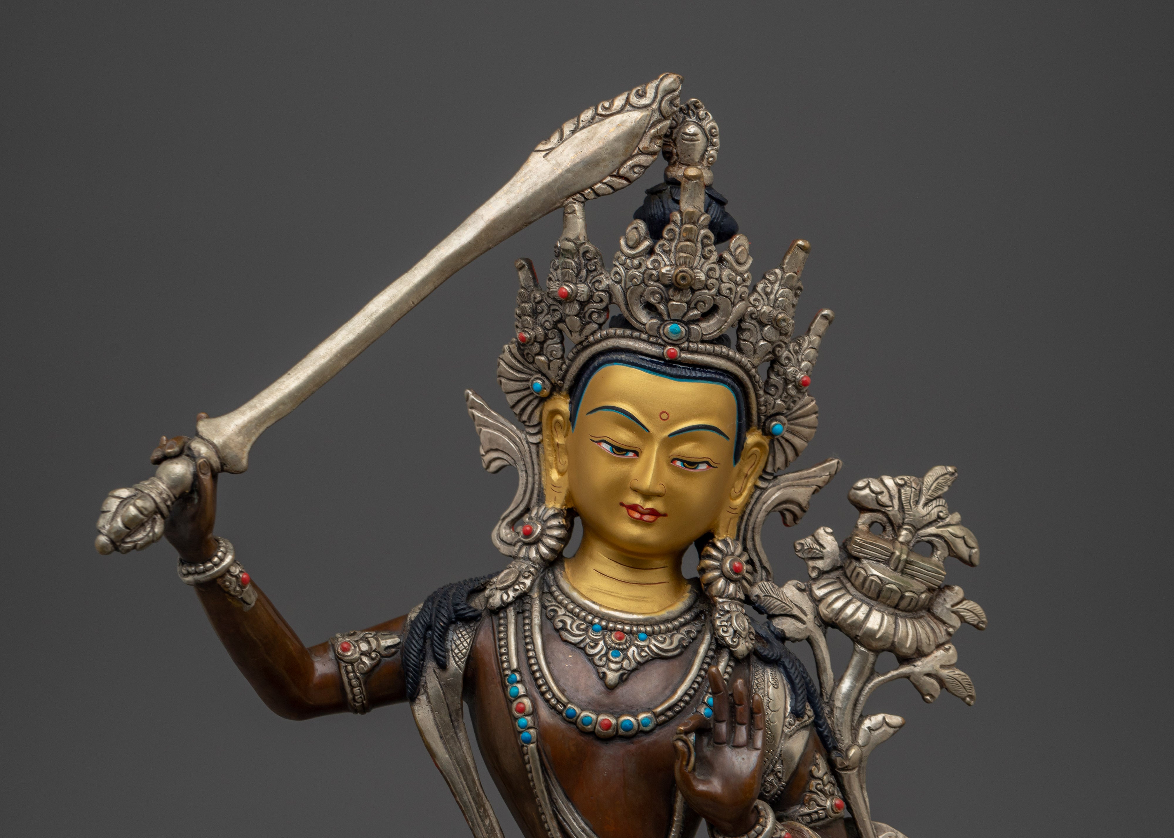 Noble Mahanaya Buddhist Manjushri Sculpture | The Bodhisattva of Enlightenment