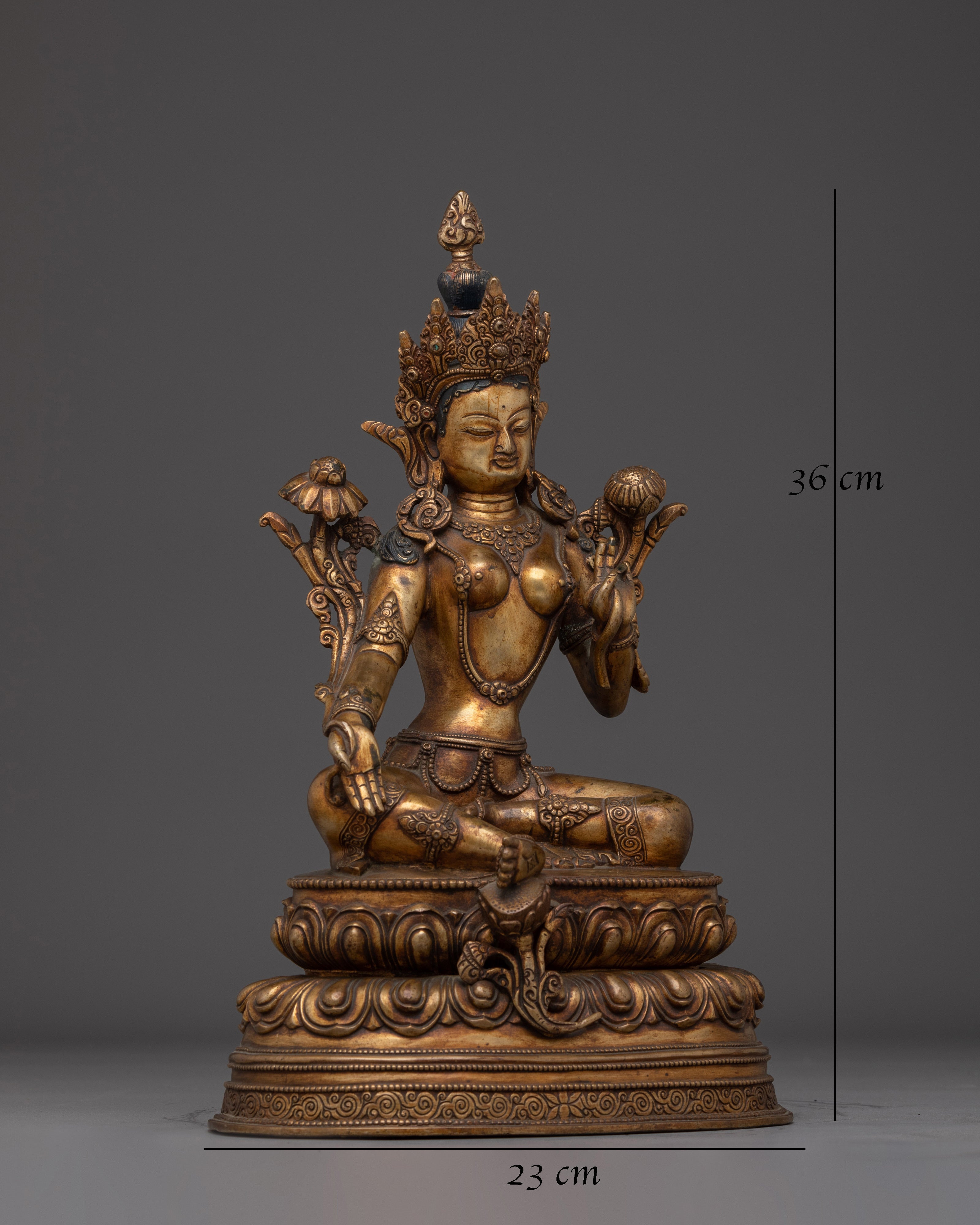 Green Tara Copper Statue -Saviouress from Fear | Mother of Compassion