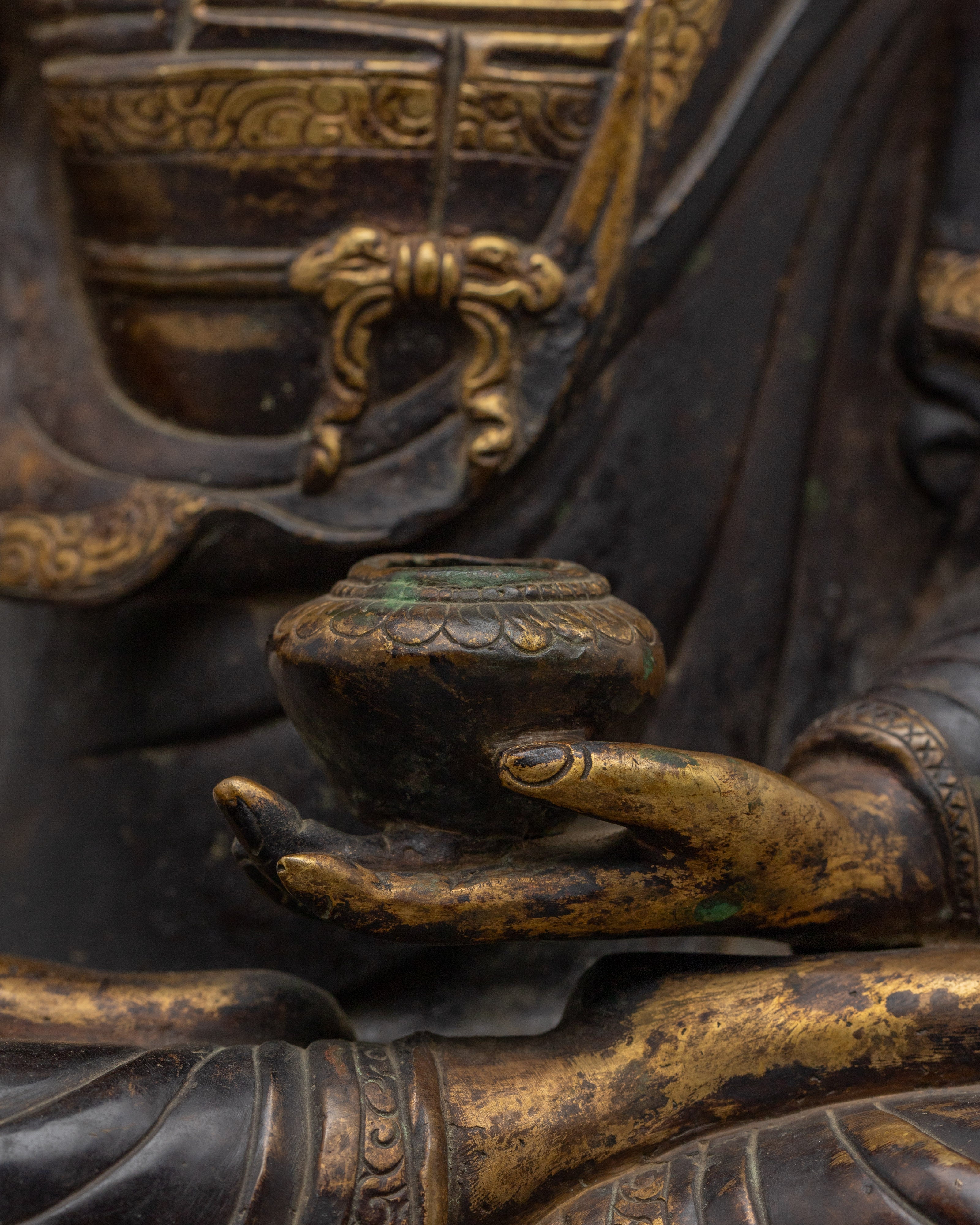 Handmade Gold Gilded Copper Shakyamuni Buddha Statue for Meditation