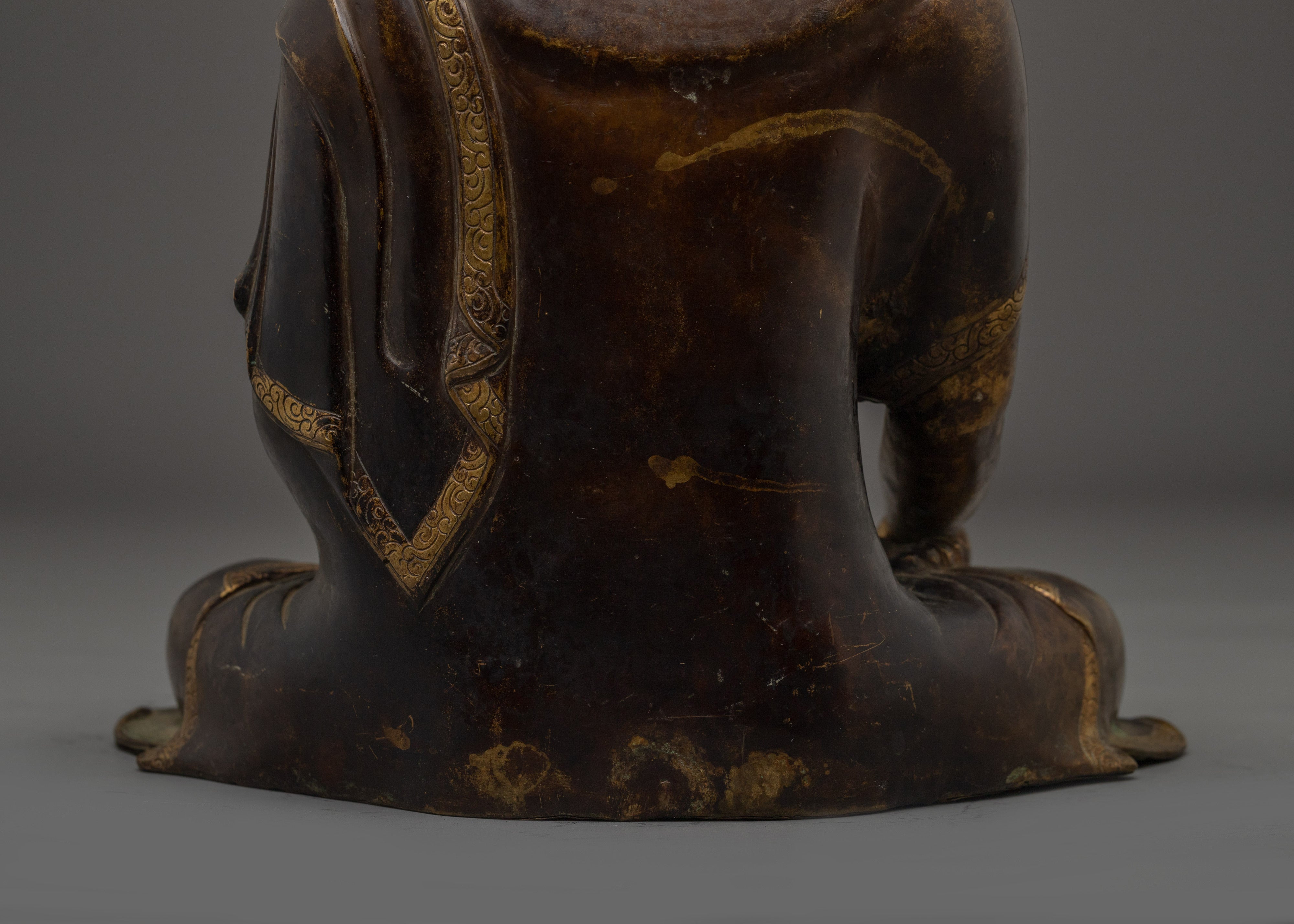 Handmade Gold Gilded Copper Shakyamuni Buddha Statue for Meditation