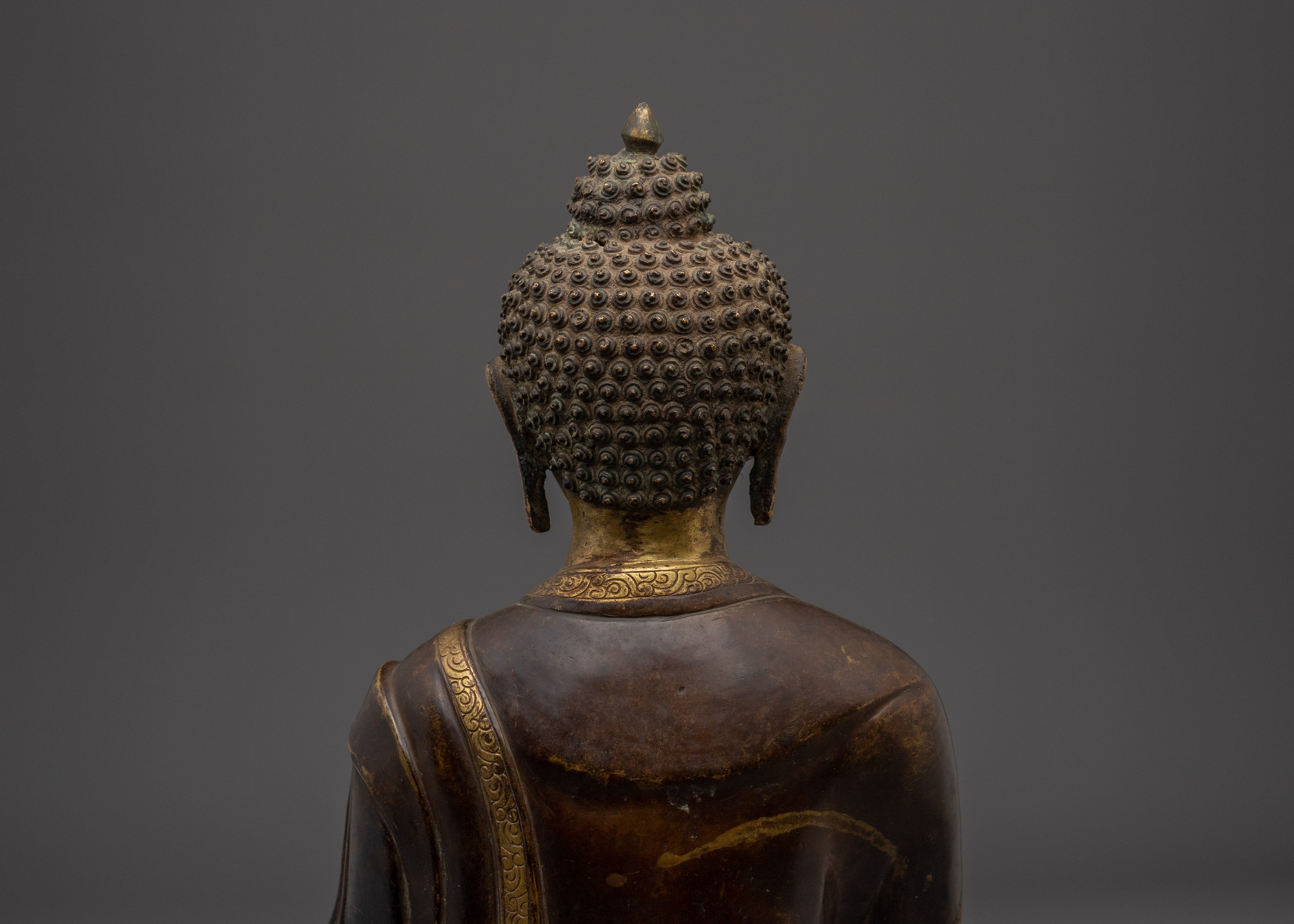 Handmade Gold Gilded Copper Shakyamuni Buddha Statue for Meditation