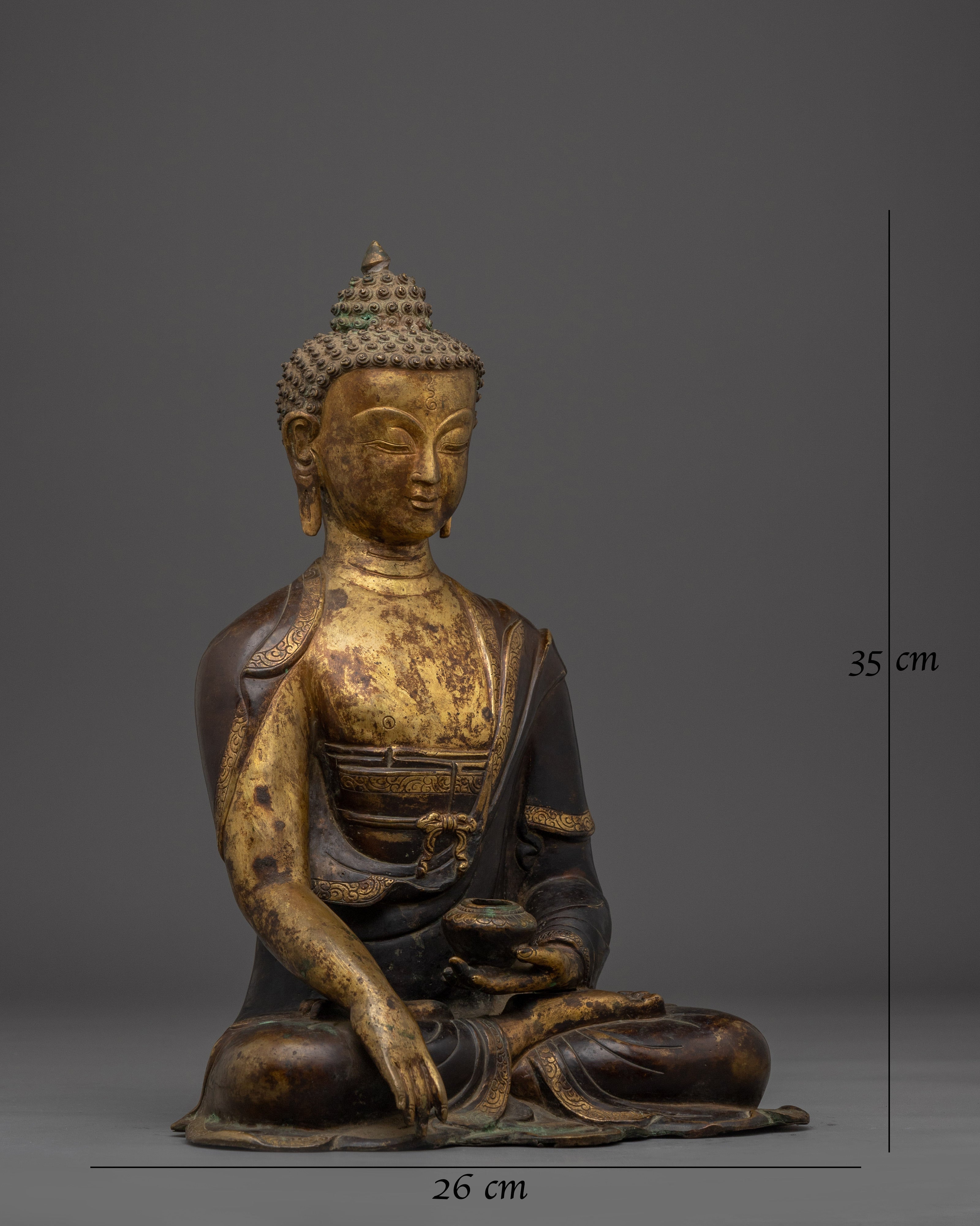 Handmade Gold Gilded Copper Shakyamuni Buddha Statue