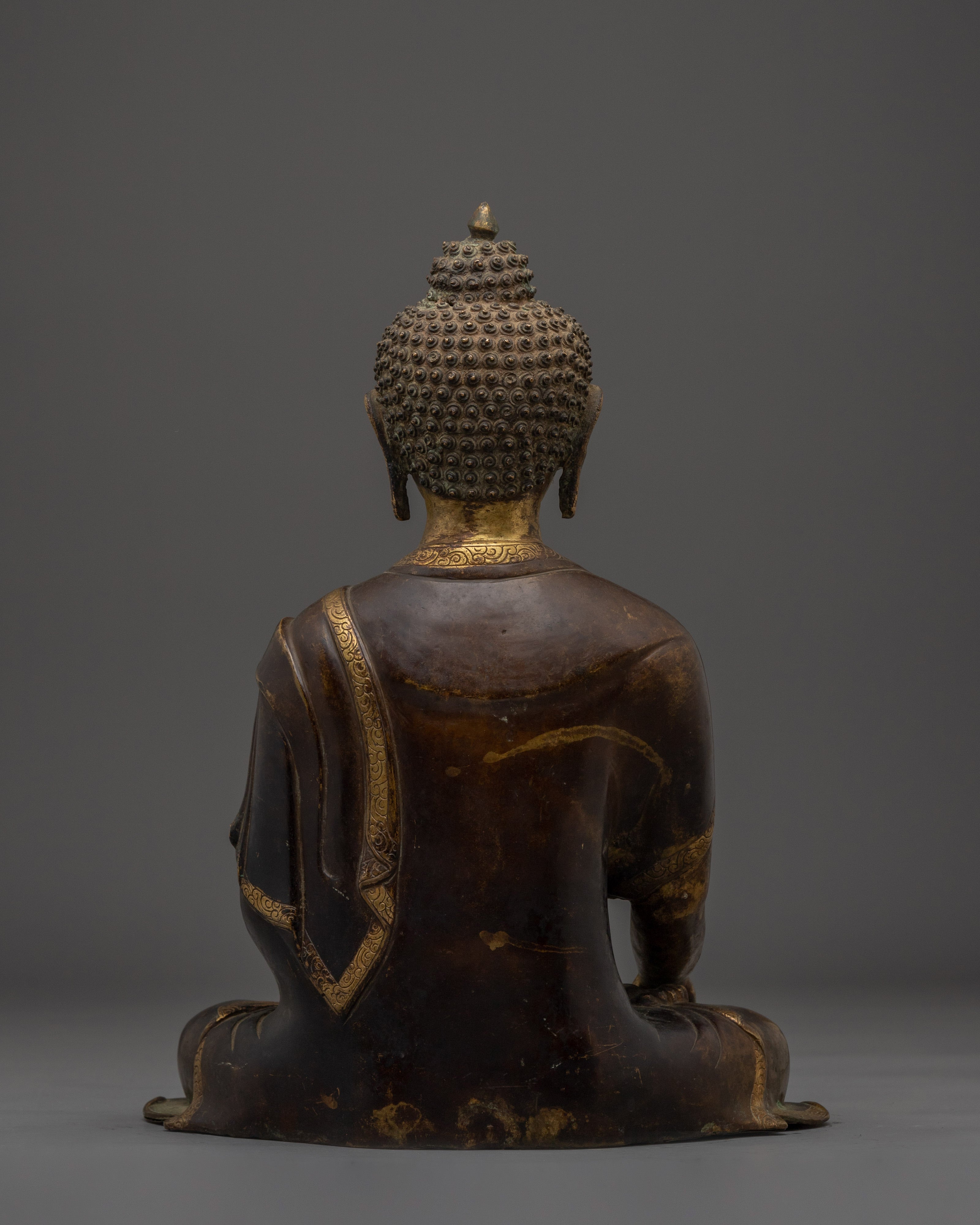 Handmade Gold Gilded Copper Shakyamuni Buddha Statue for Meditation