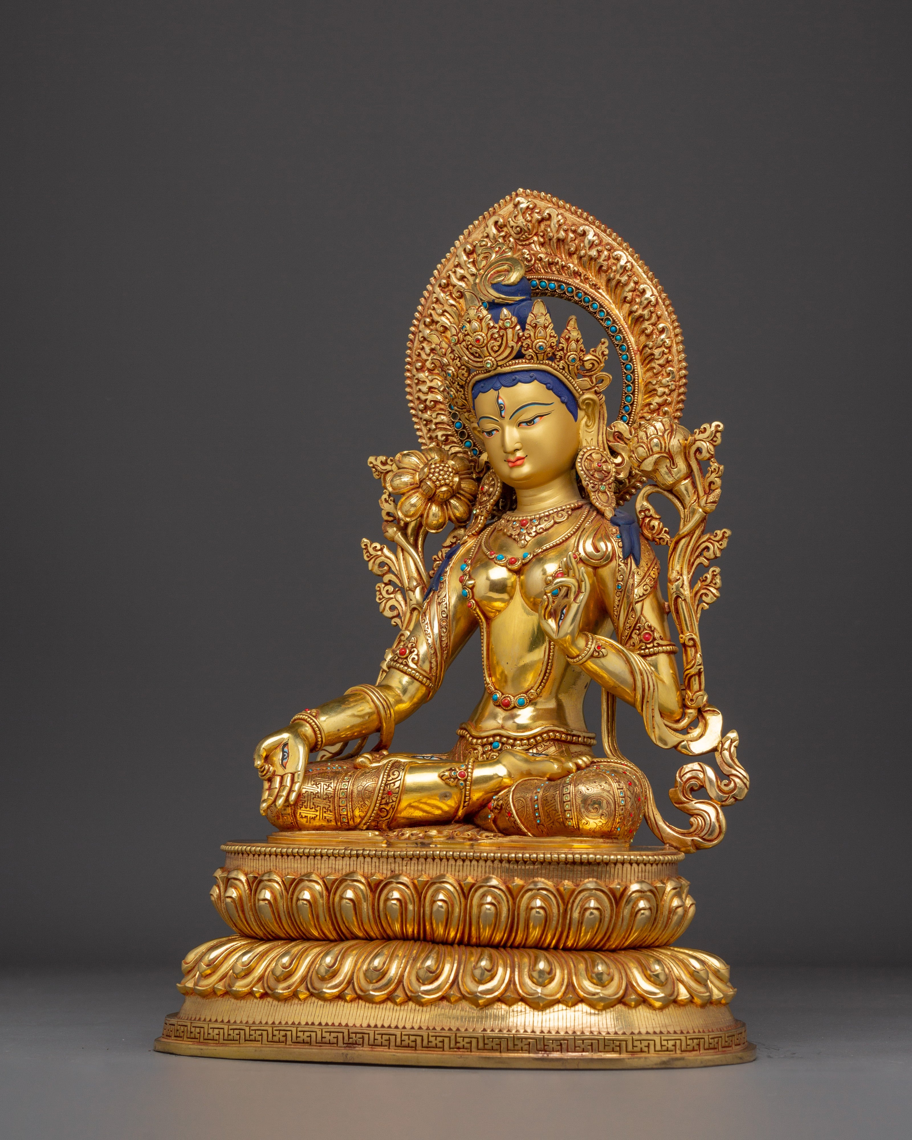 Serene White Tara Copper Sculpture | Sita Tara Himalayan Artwork