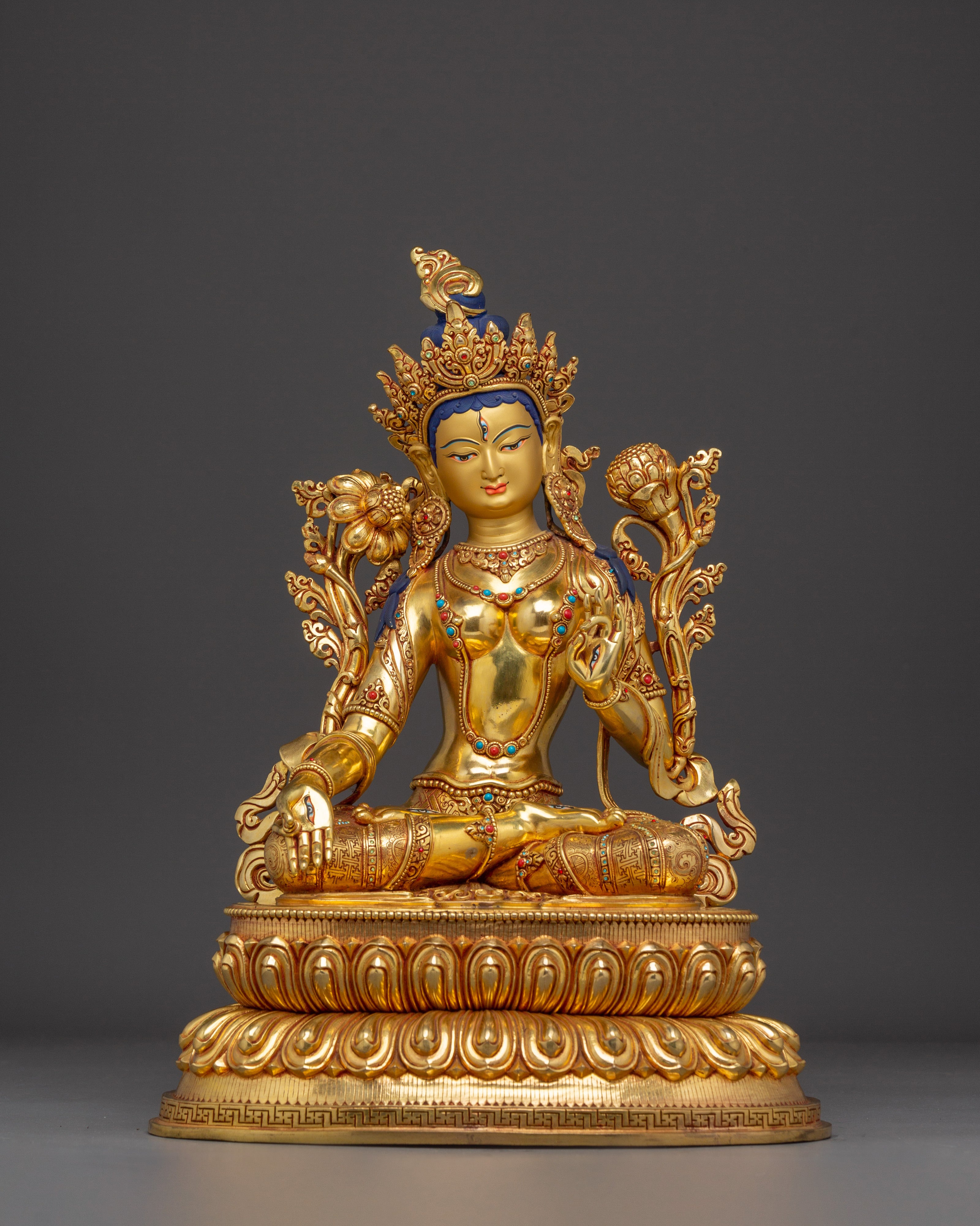 Serene White Tara Copper Sculpture | Sita Tara Himalayan Artwork
