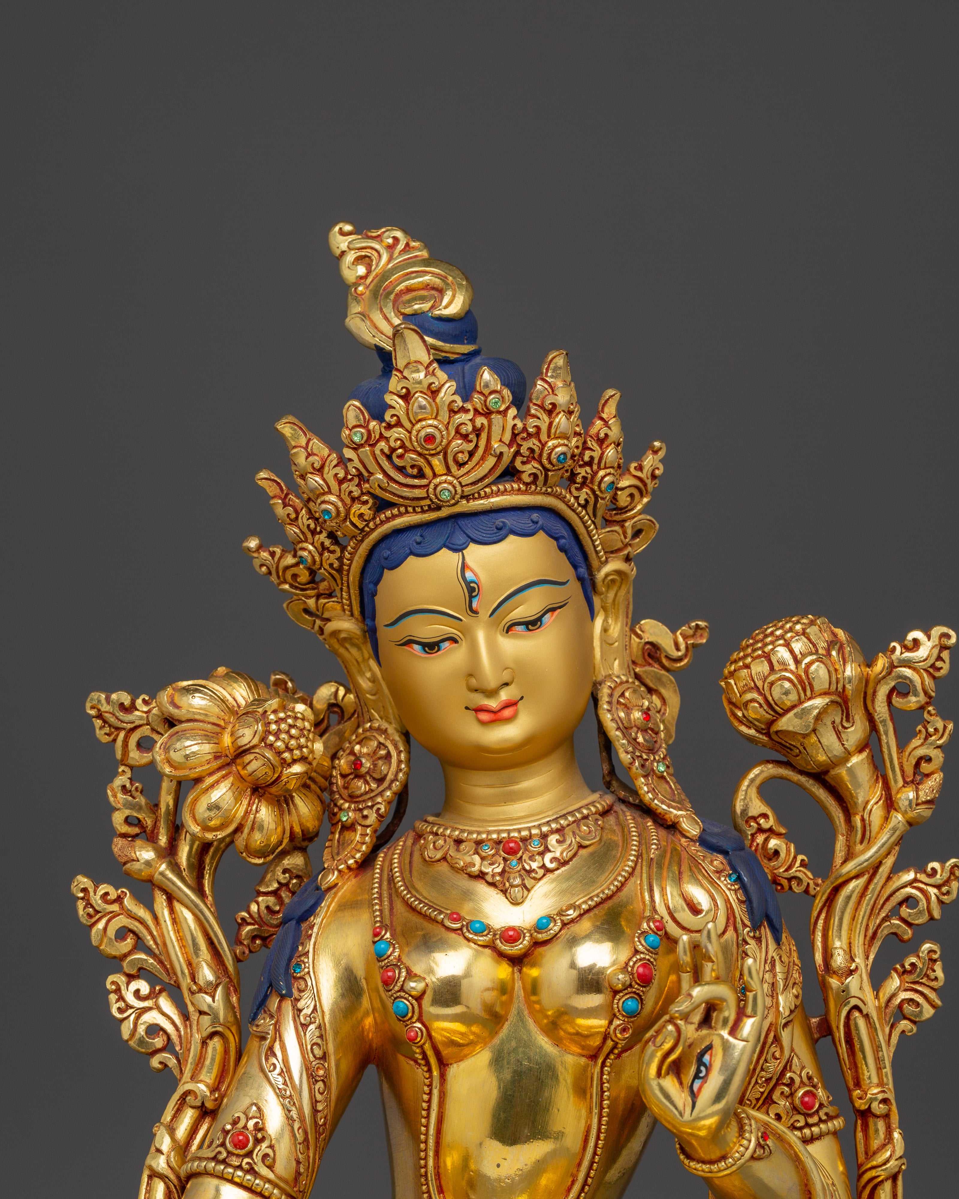 Serene White Tara Copper Sculpture | Sita Tara Himalayan Artwork
