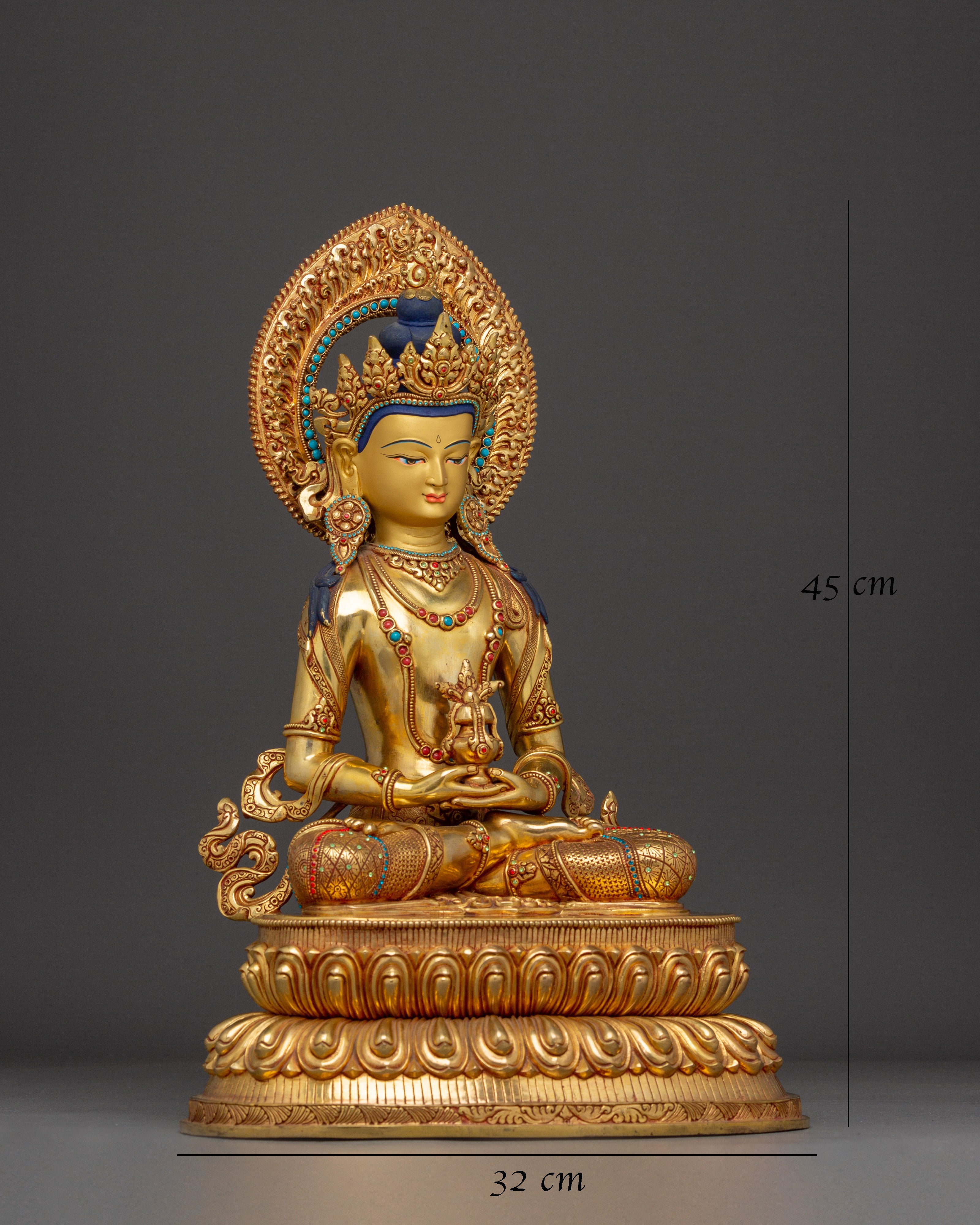 Healing Deity Amitayus Copper Statue