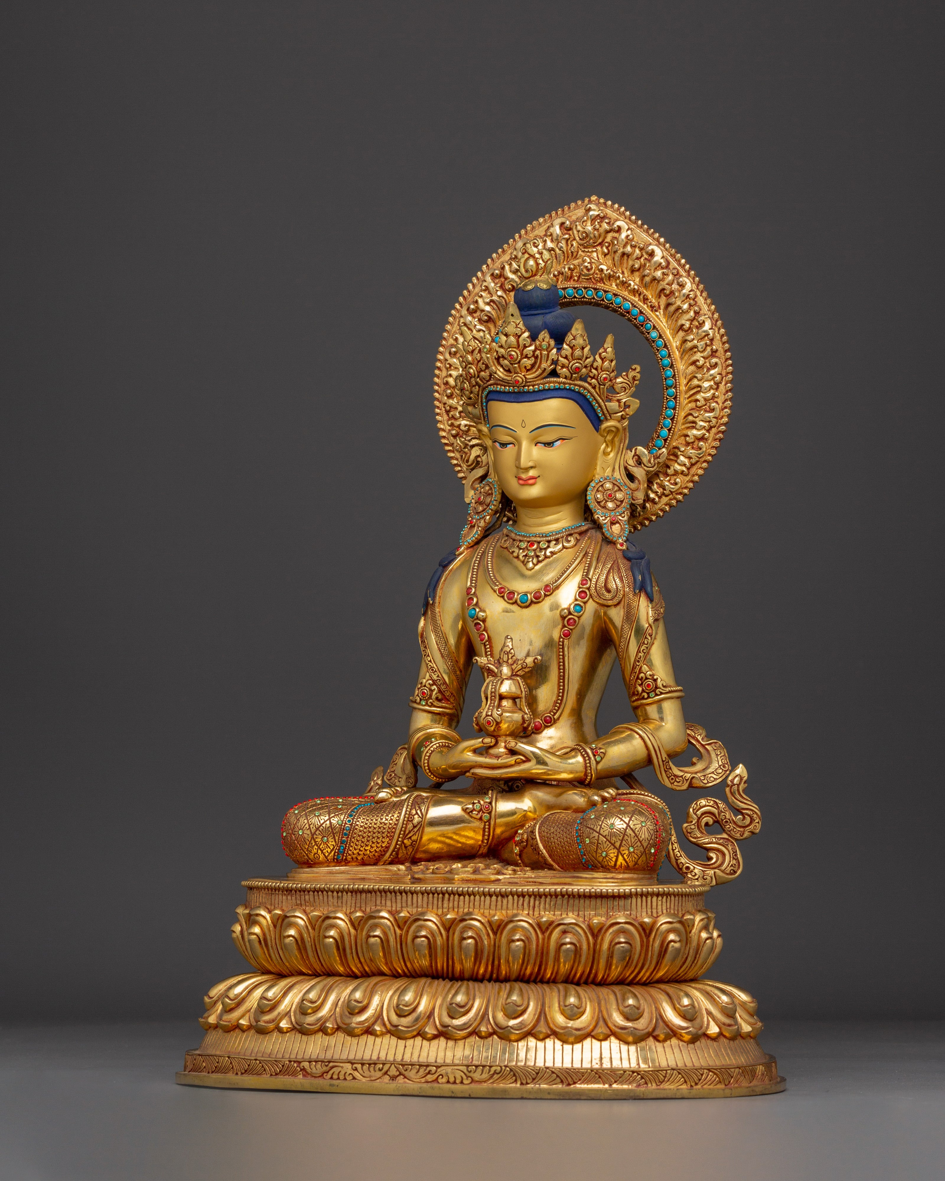 Healing Deity Amitayus Copper Statue | Traditional Himalayan Art