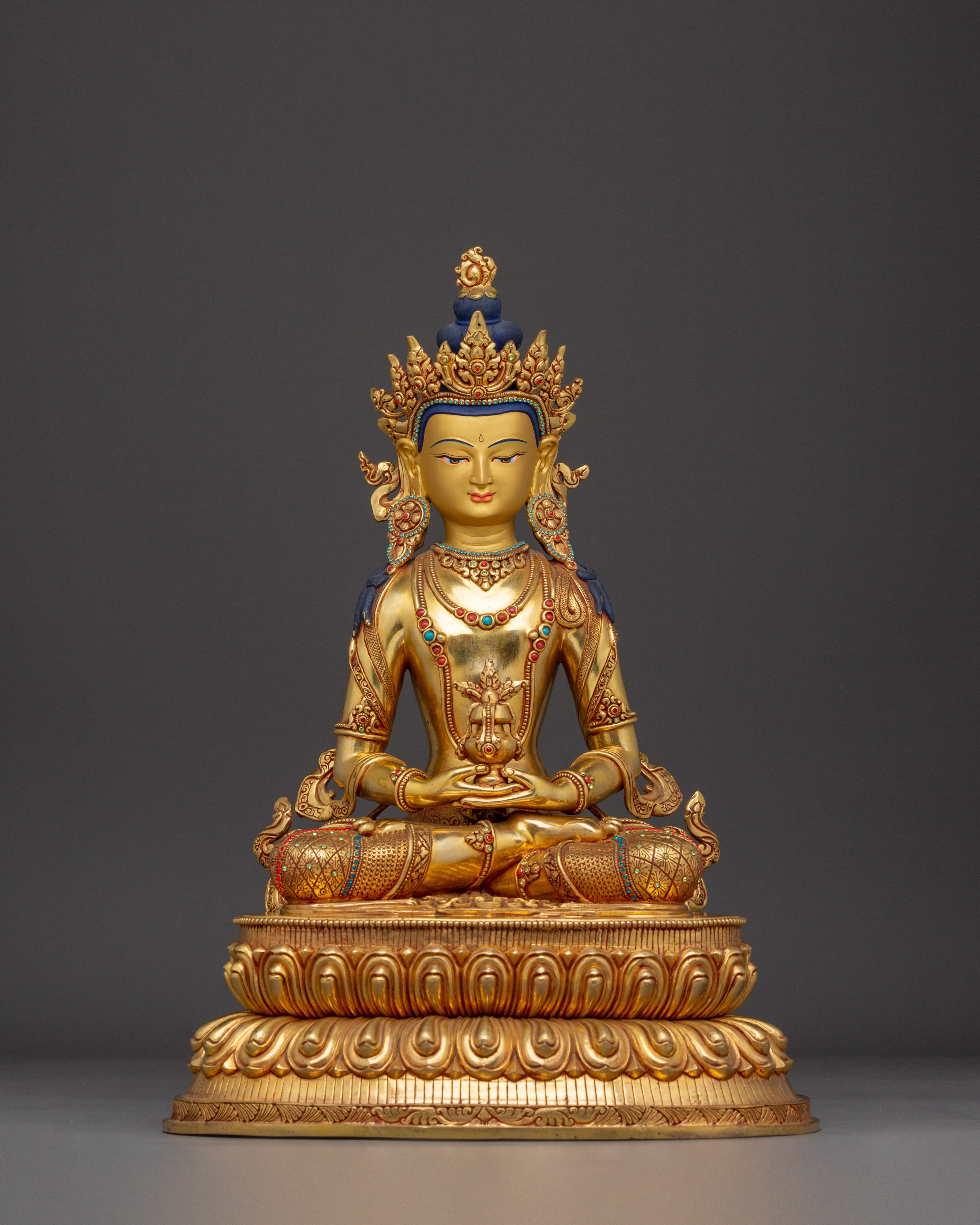 Healing Deity Amitayus Copper Statue | Traditional Himalayan Art