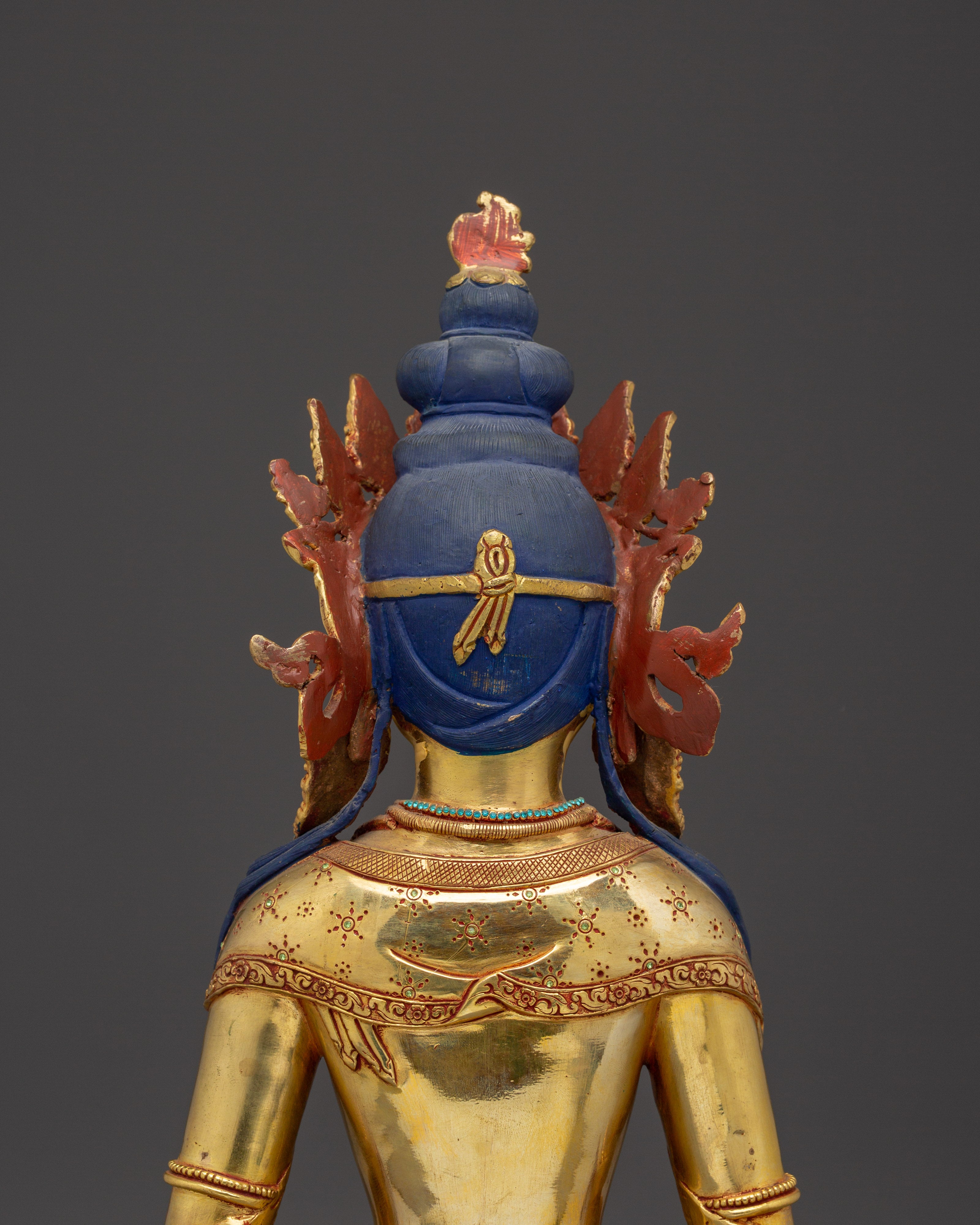 Healing Deity Amitayus Copper Statue | Traditional Himalayan Art
