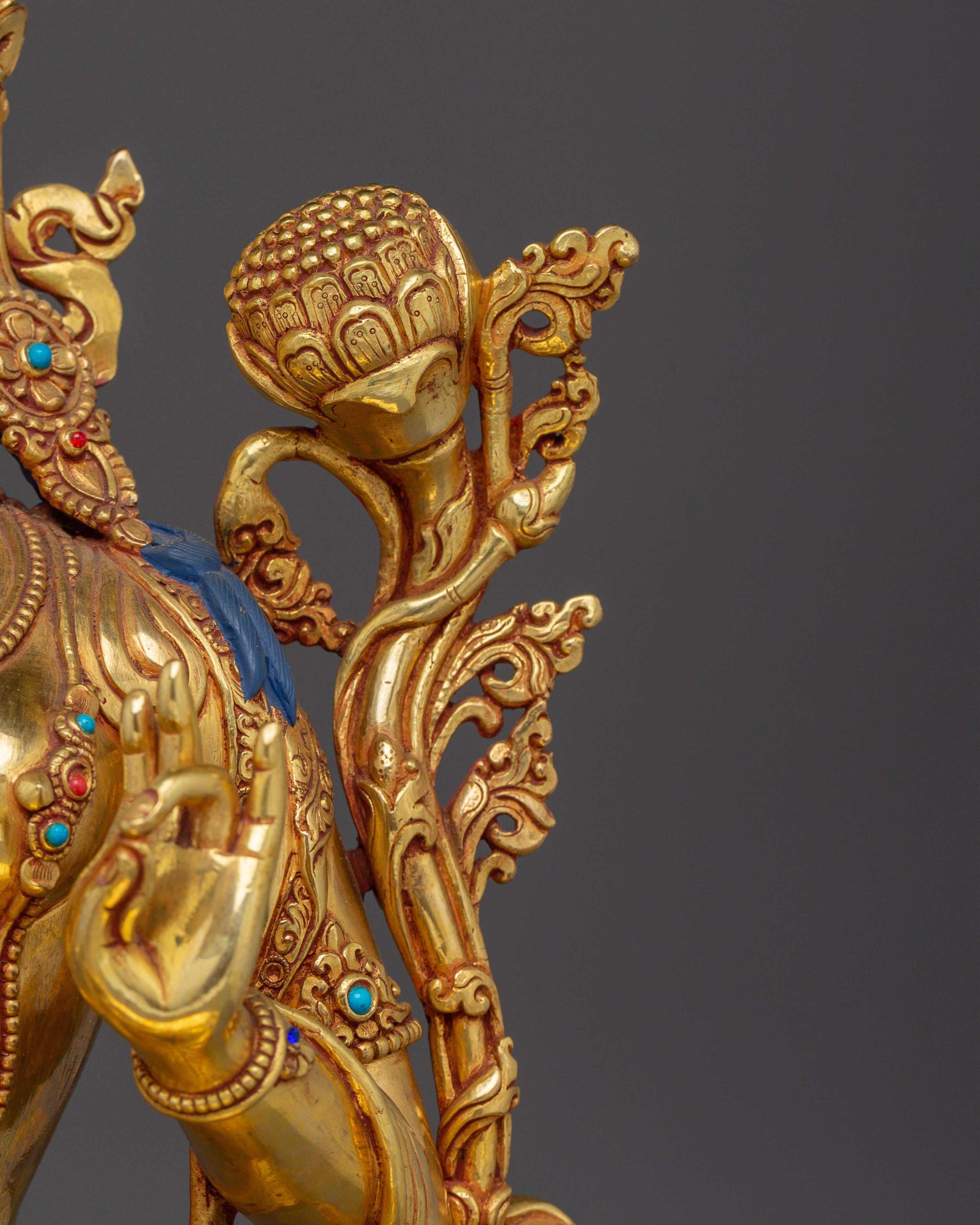 Radiant Shyama Tara Golden Statue | Green Tara - Mother of All Buddhas