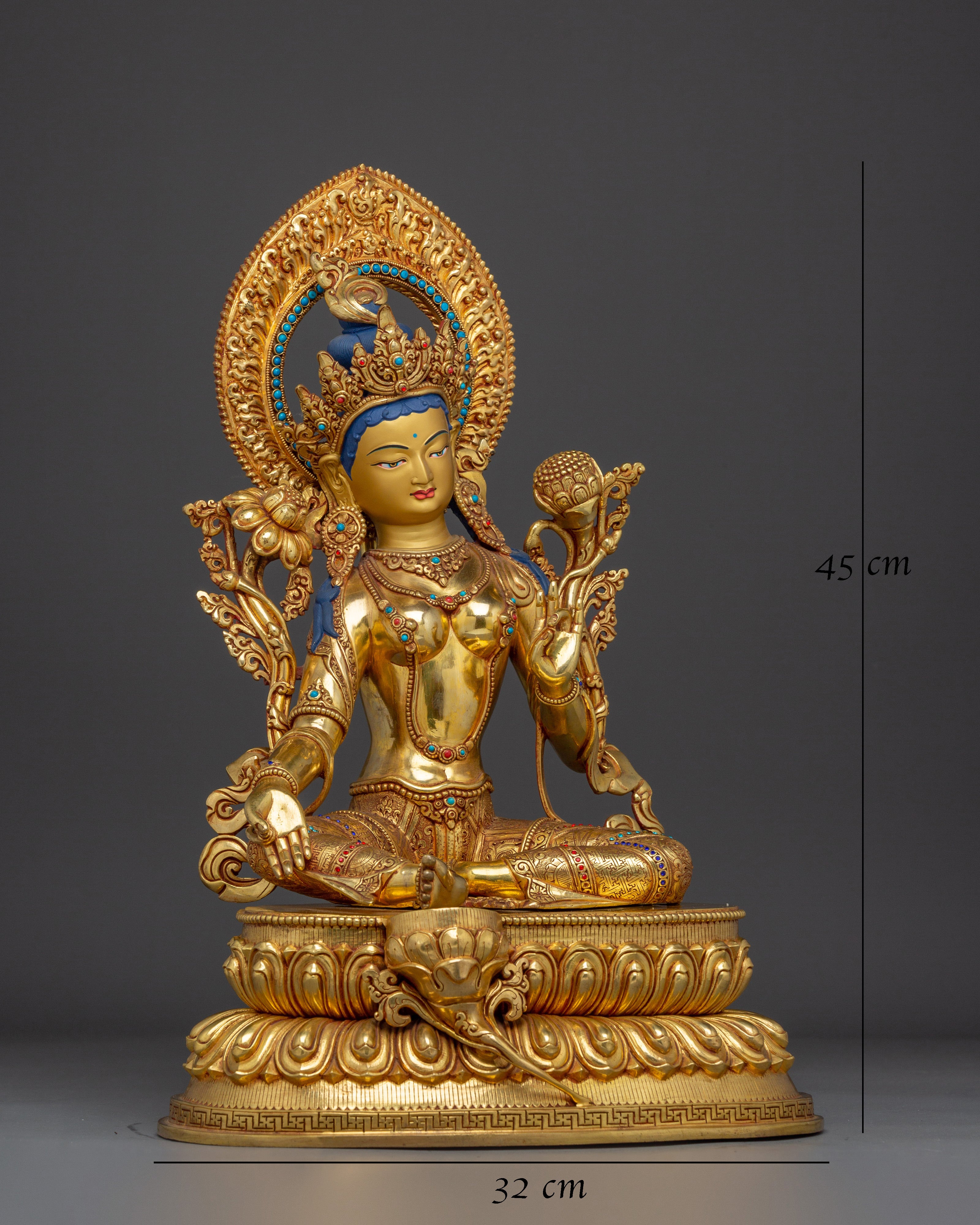 Radiant Shyama Tara Golden Statue | Green Tara