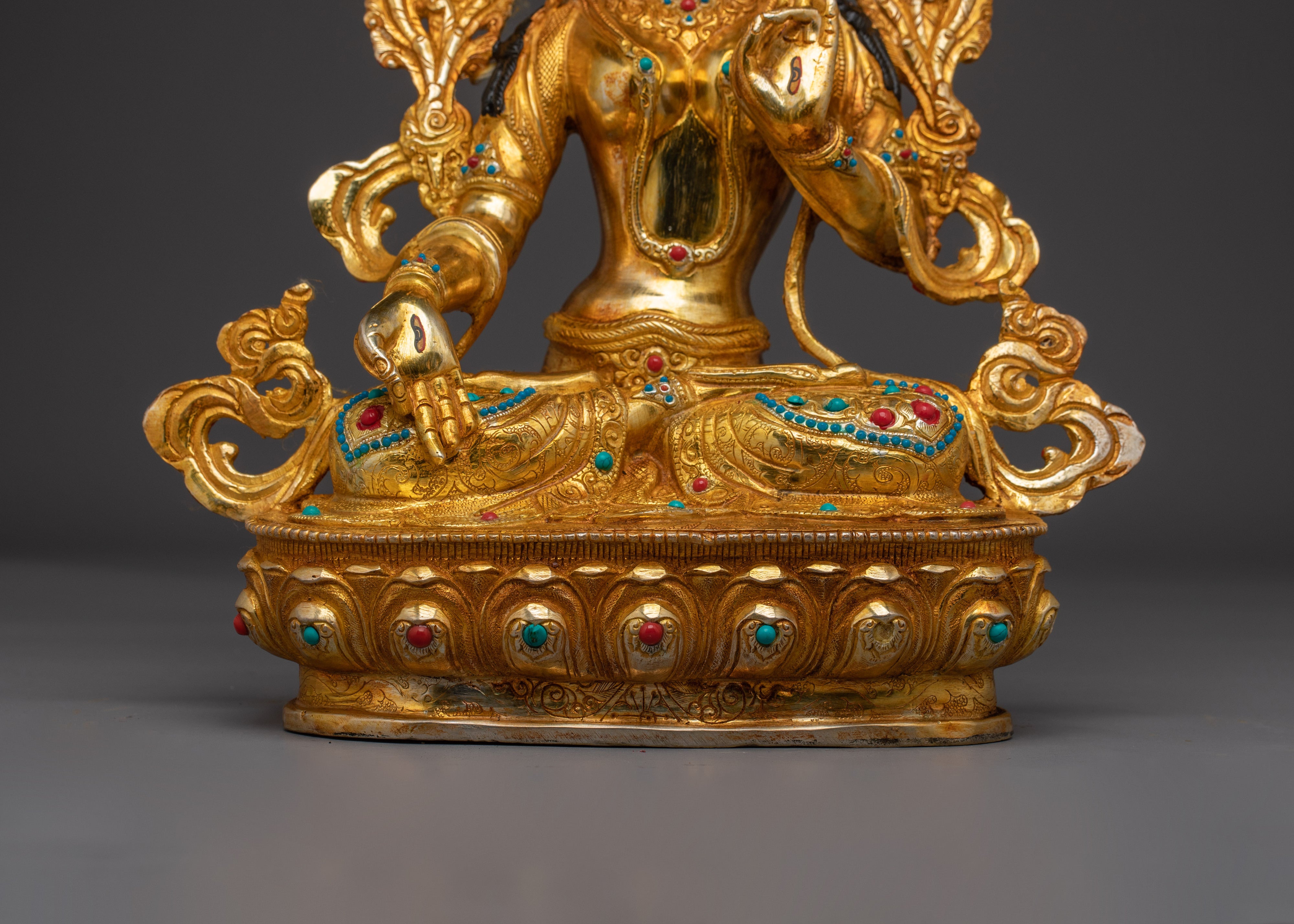 Serene Golden White Tara Copper Figurine | Sita Tara Himalayan Artwork