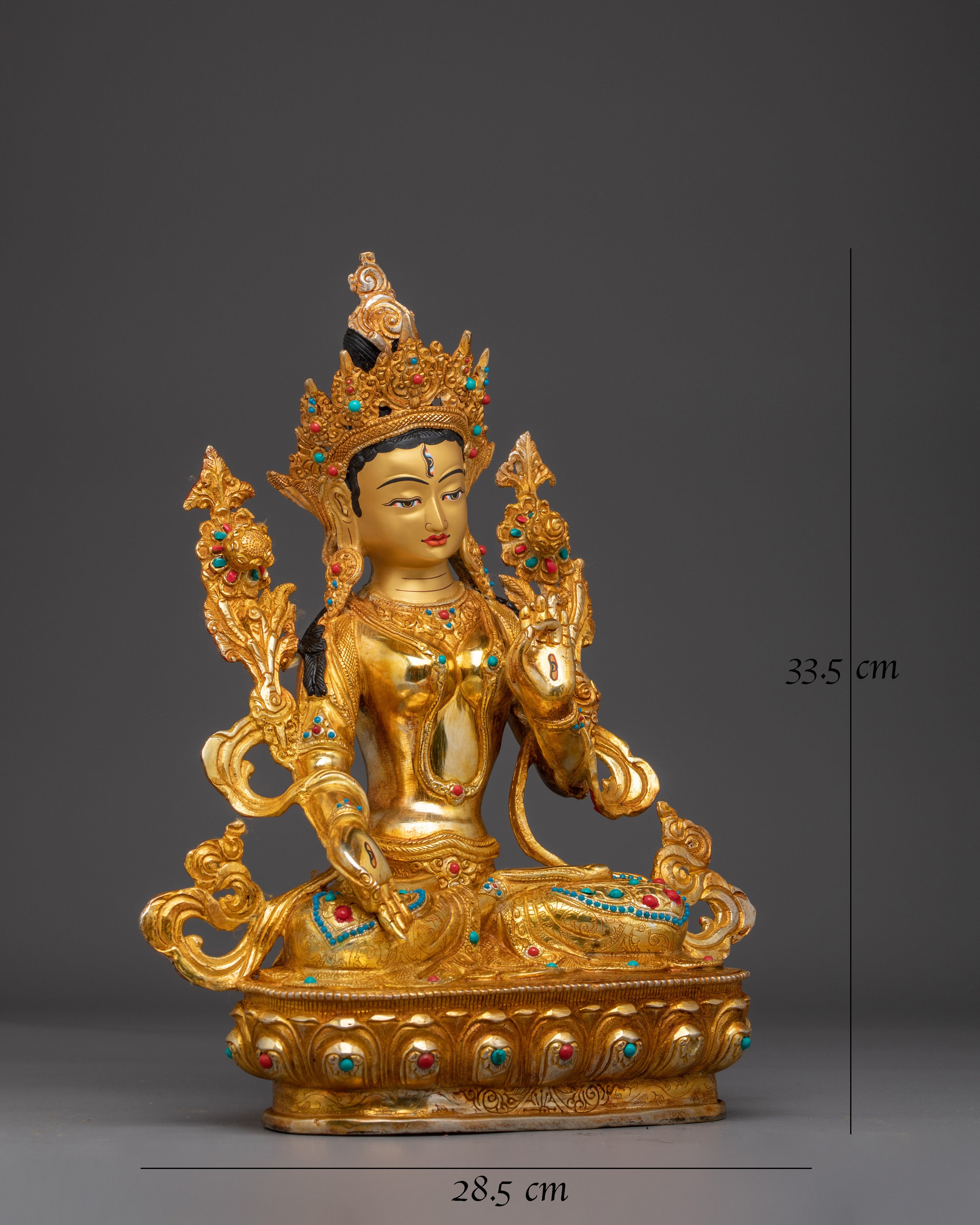 Serene Golden White Tara Copper Figurine