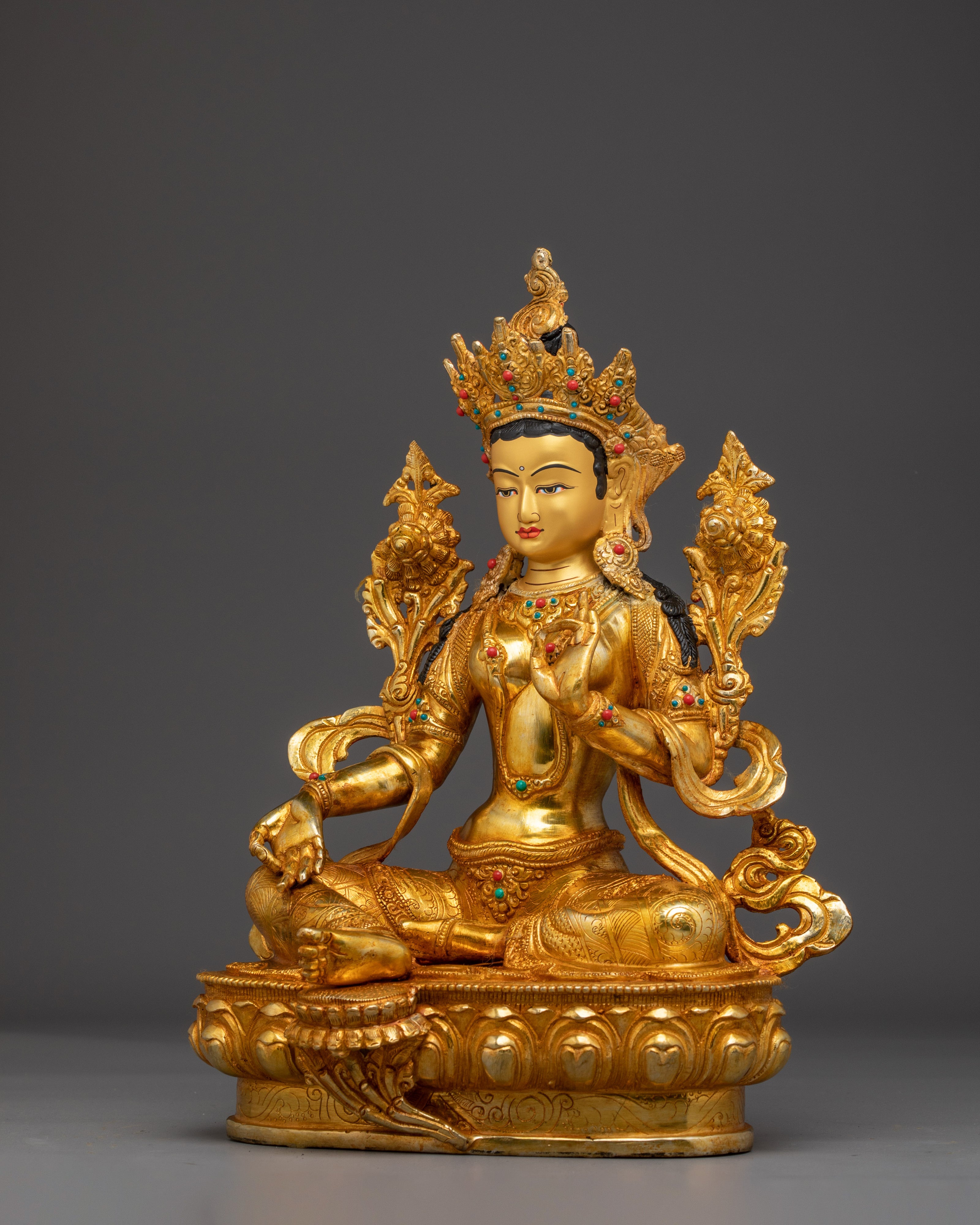 Shyama Tara Bodhisattva Handmade Art | Himalayan Green Tara Statue