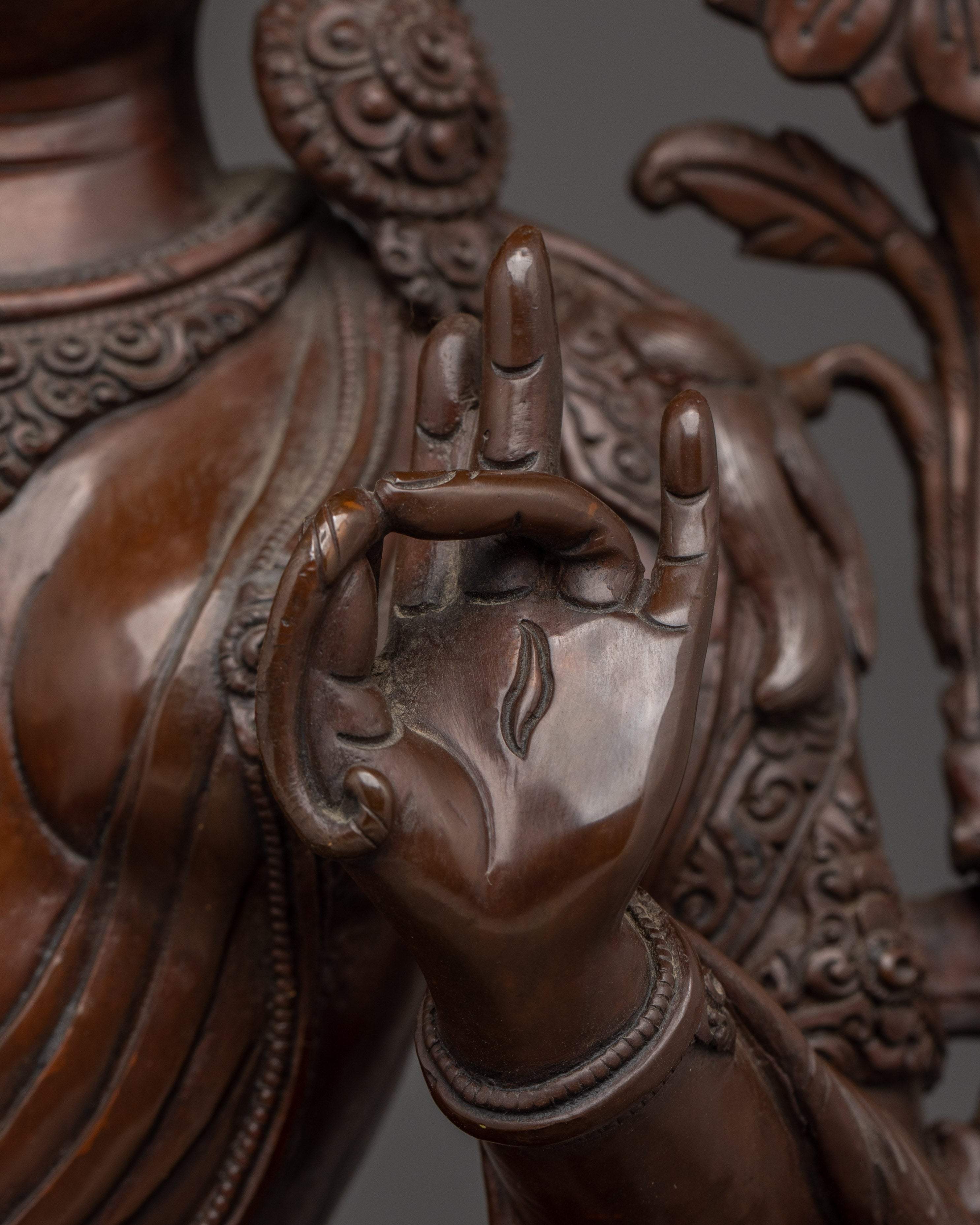 Copper Sculpture of White Tara | Peaceful Tara