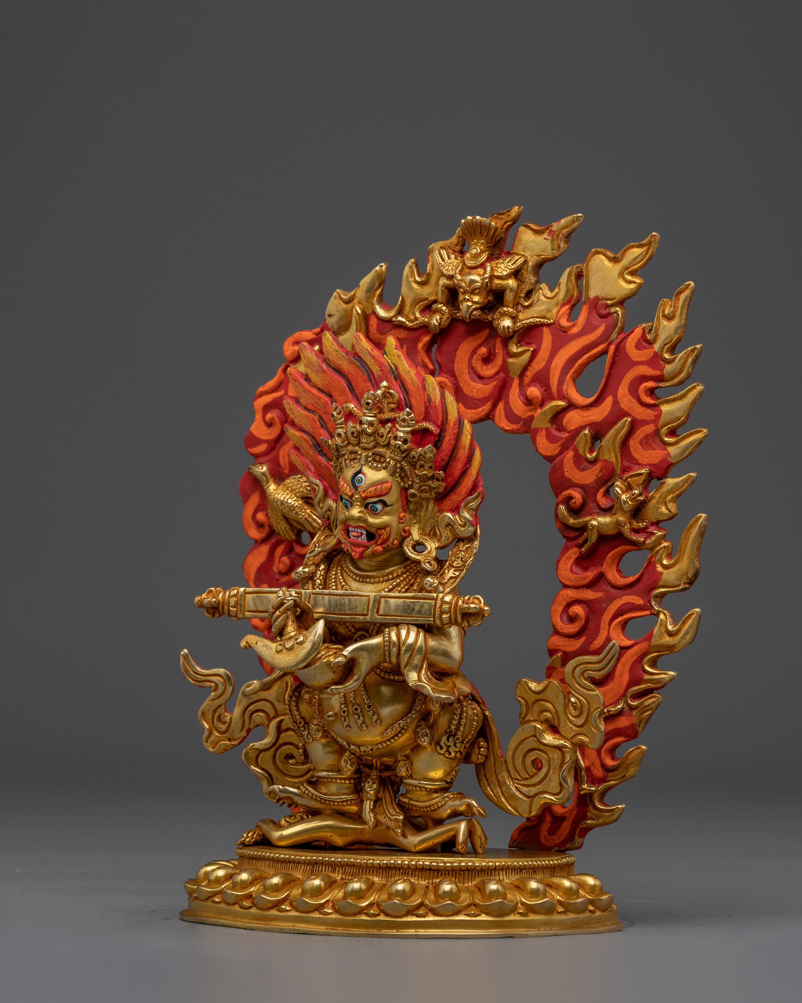 Golden Sakya Mahakala Sculpture | Protector of Wisdom