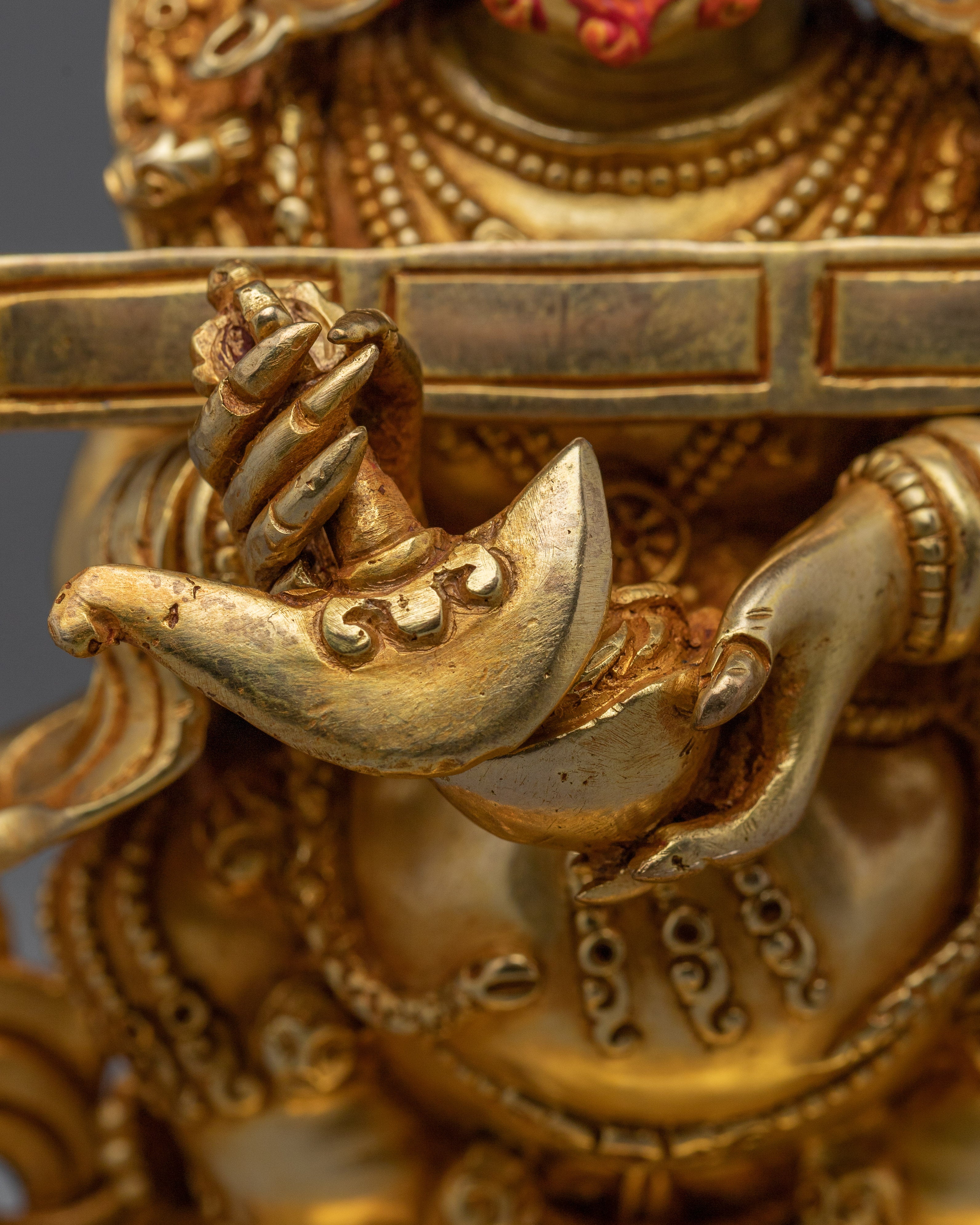 Golden Sakya Mahakala Sculpture | Protector of Wisdom