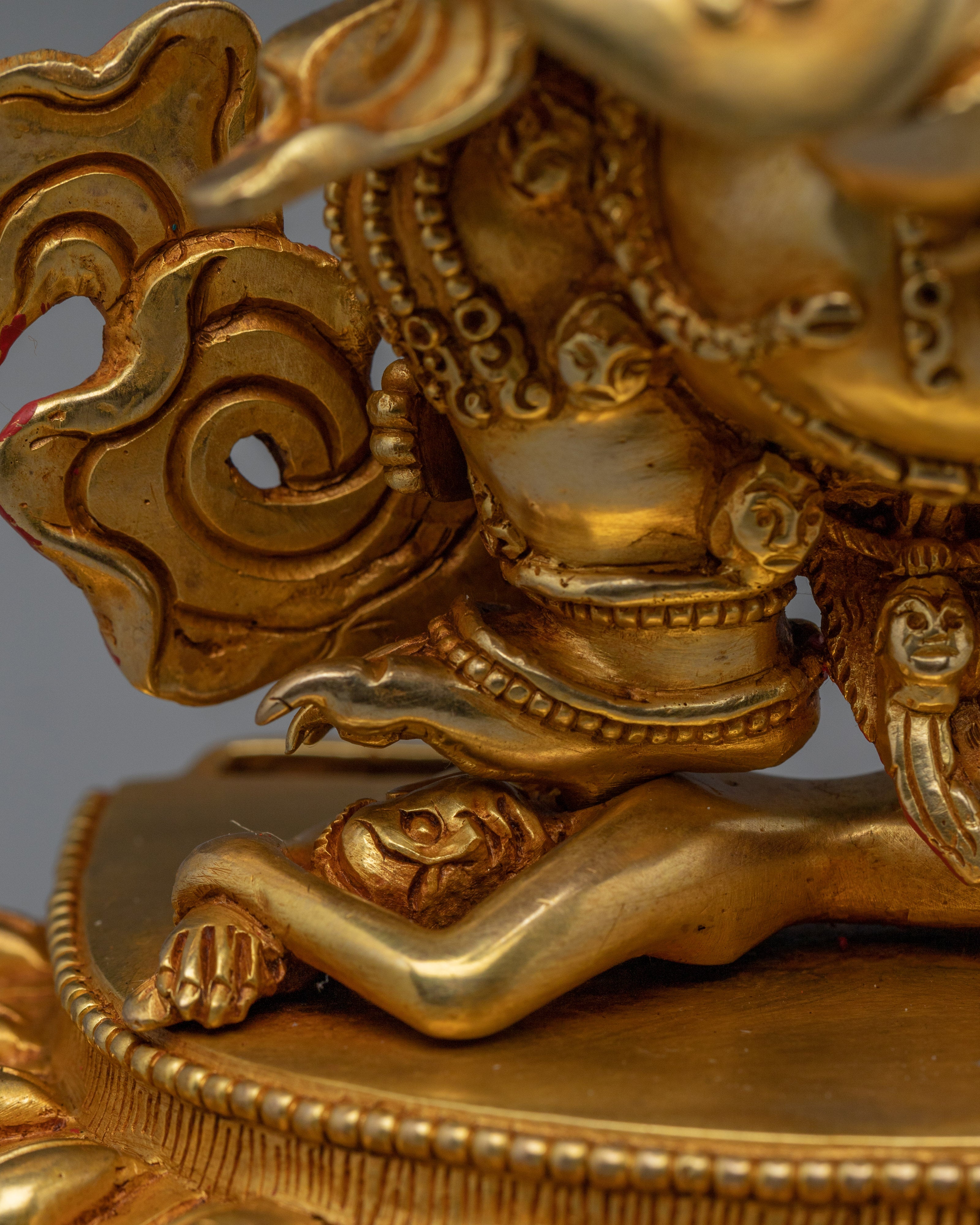 Golden Sakya Mahakala Sculpture | Protector of Wisdom