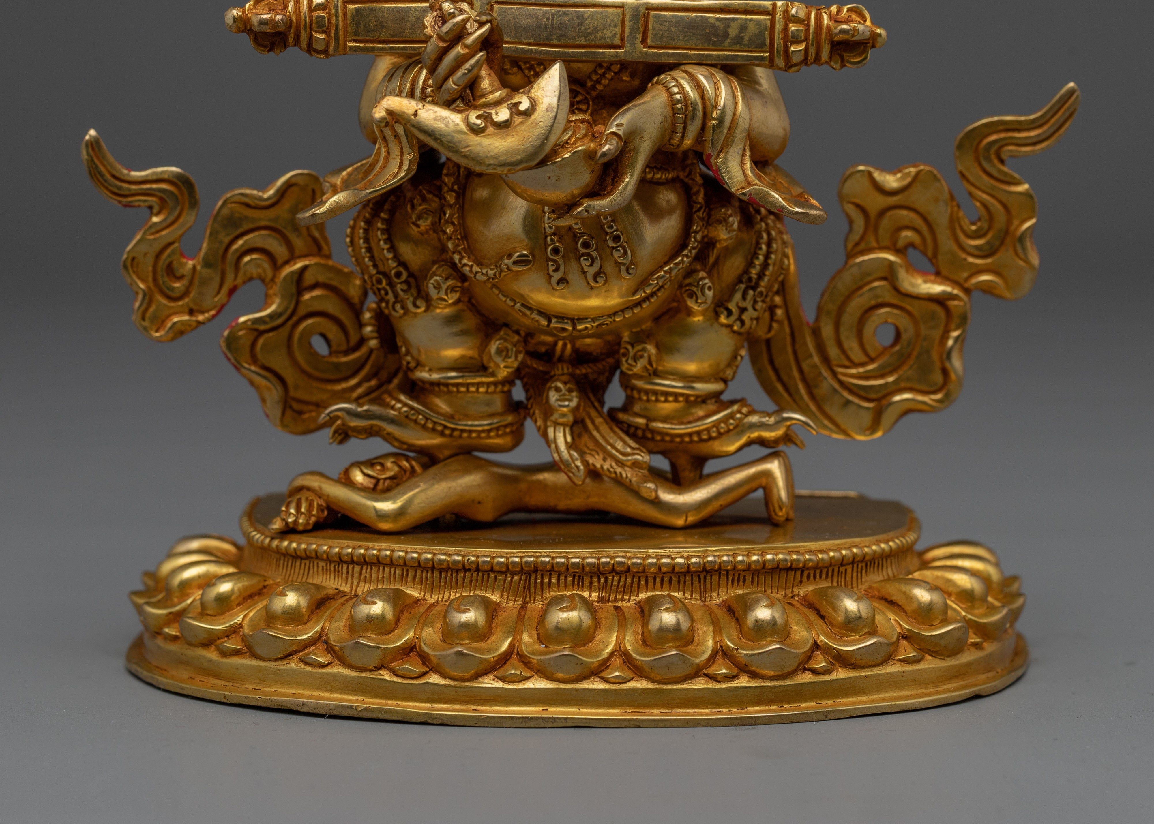 Golden Sakya Mahakala Sculpture | Protector of Wisdom