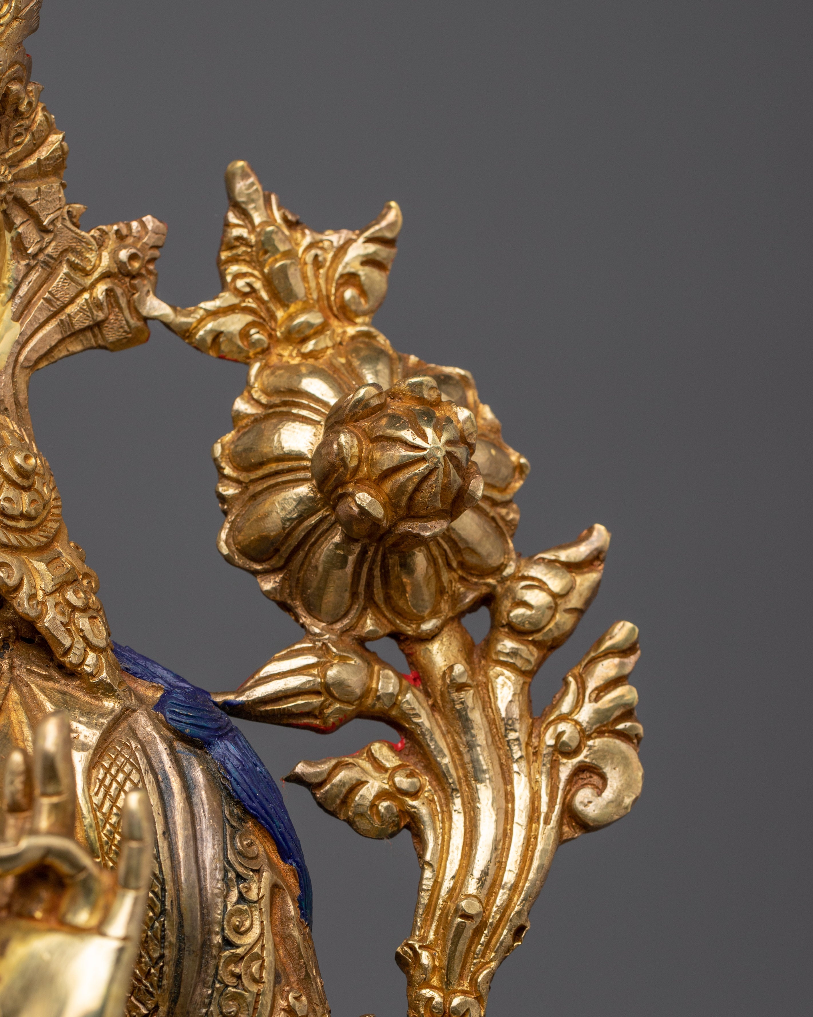 Green Tara statue with 24K Gold Gilding | Ideal for Meditation and Spiritual Practices