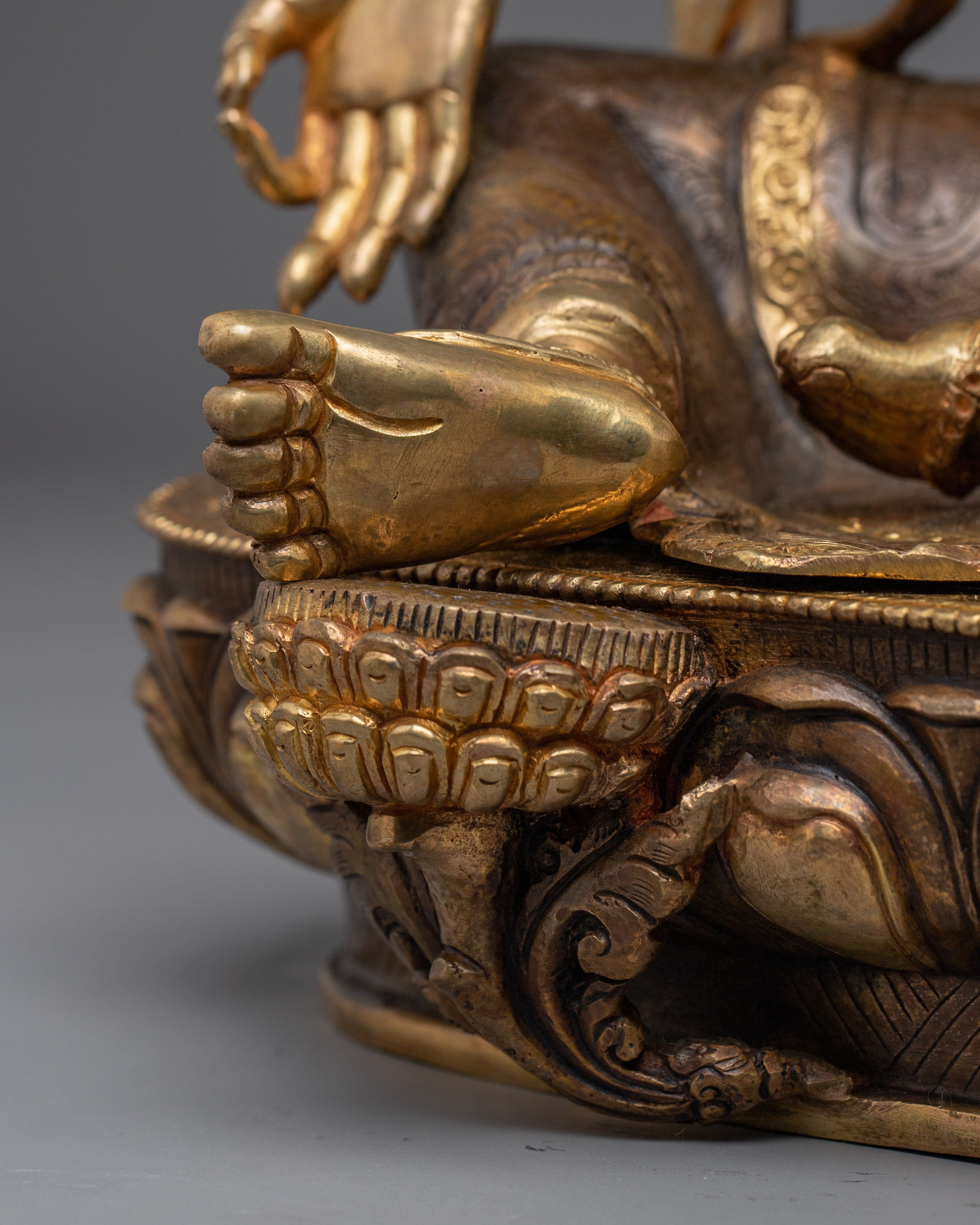 Green Tara statue with 24K Gold Gilding | Ideal for Meditation and Spiritual Practices