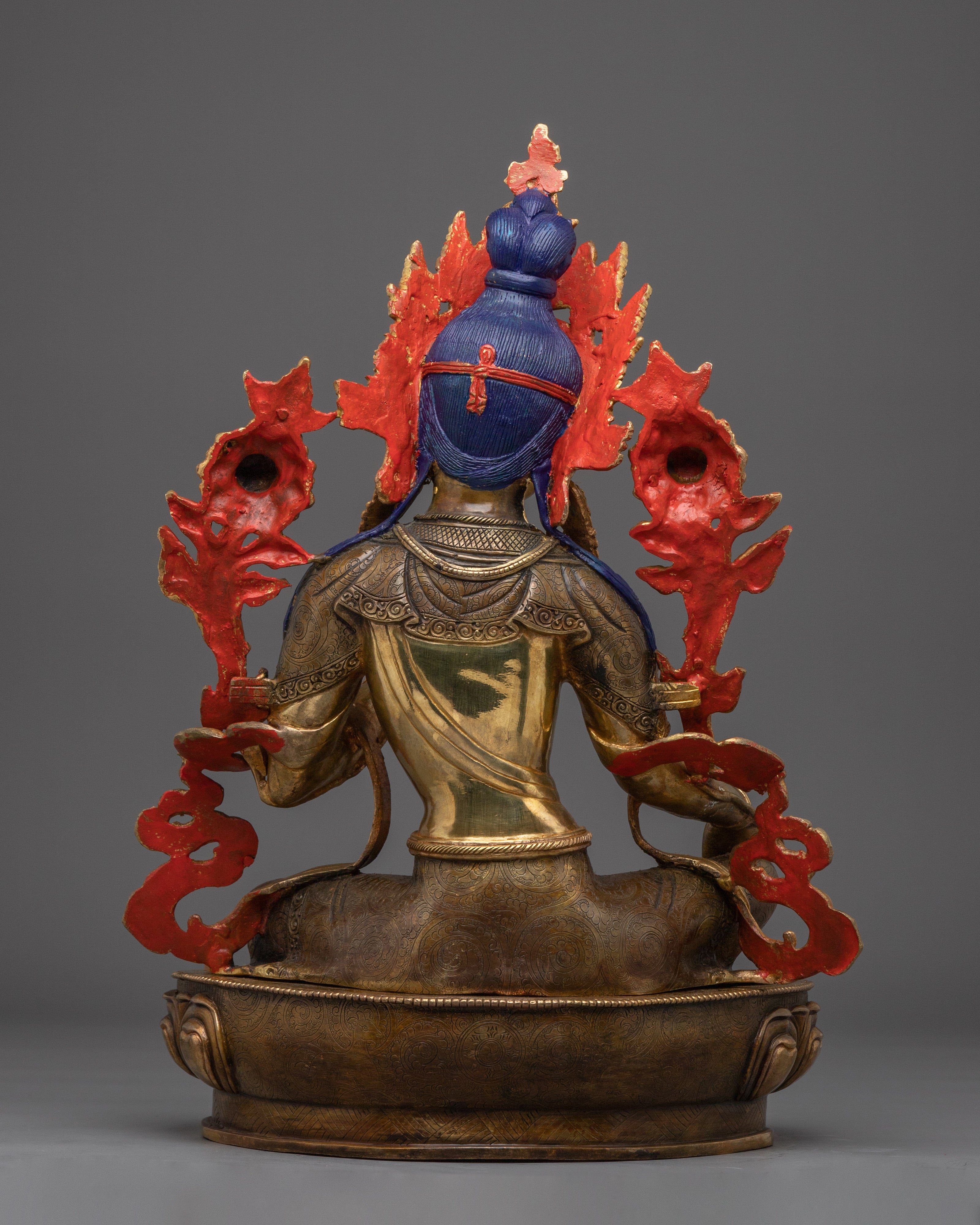 Green Tara statue with 24K Gold Gilding | Ideal for Meditation and Spiritual Practices