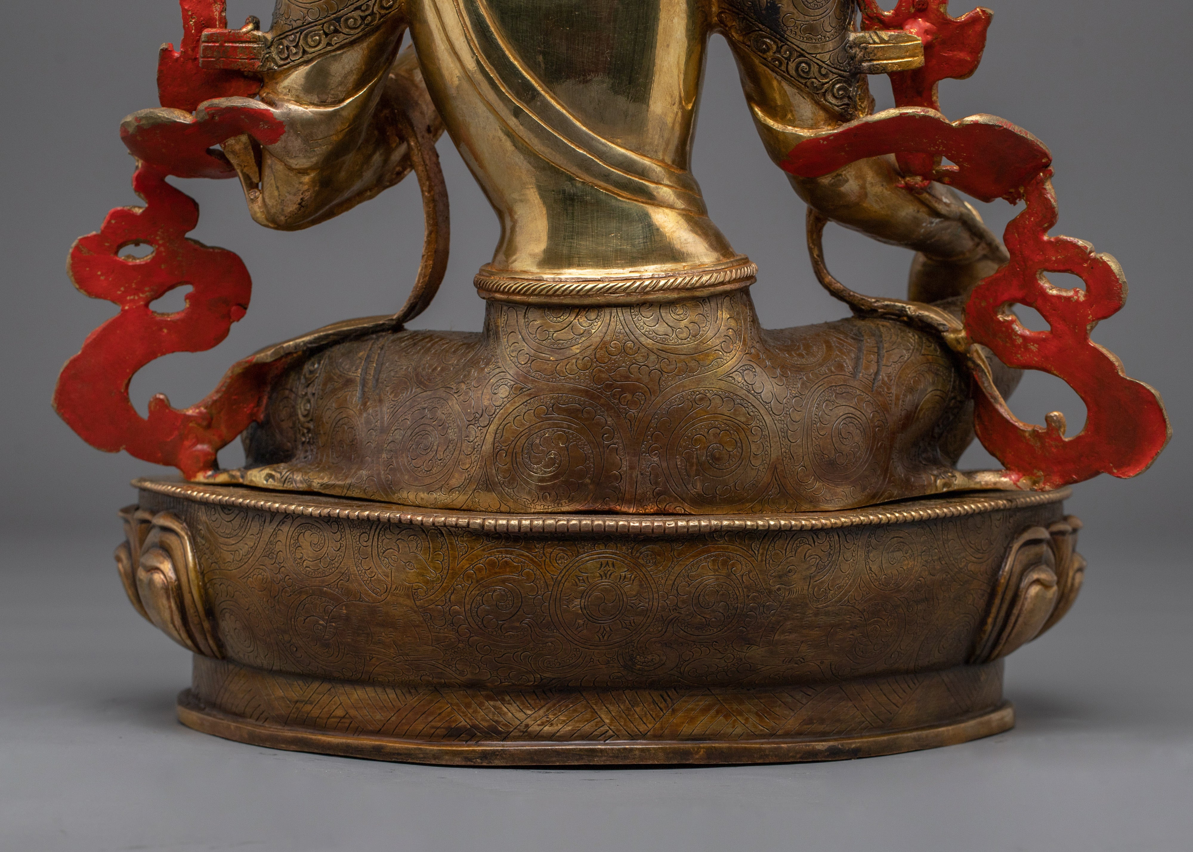 Green Tara statue with 24K Gold Gilding | Ideal for Meditation and Spiritual Practices