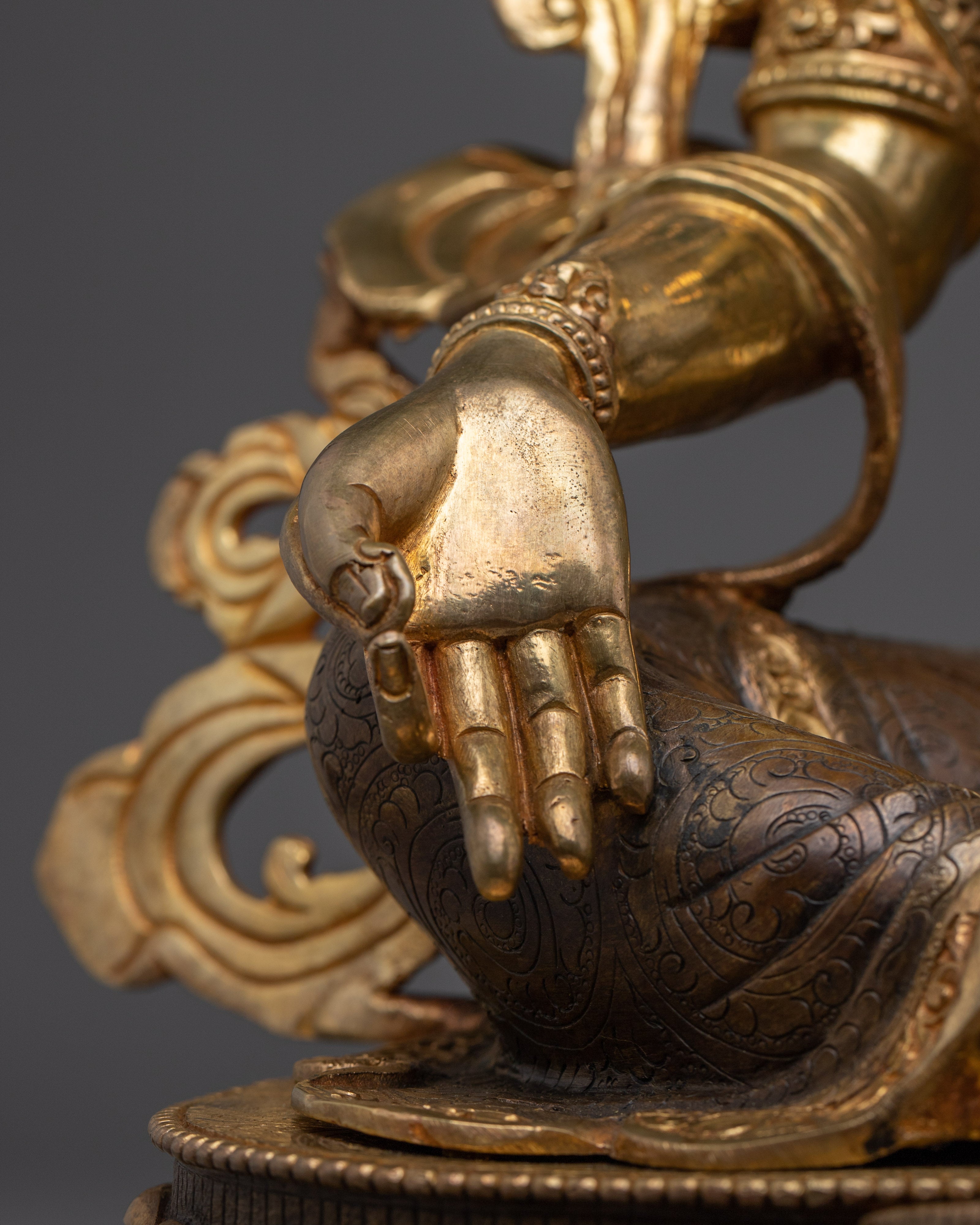 Green Tara statue with 24K Gold Gilding | Ideal for Meditation and Spiritual Practices