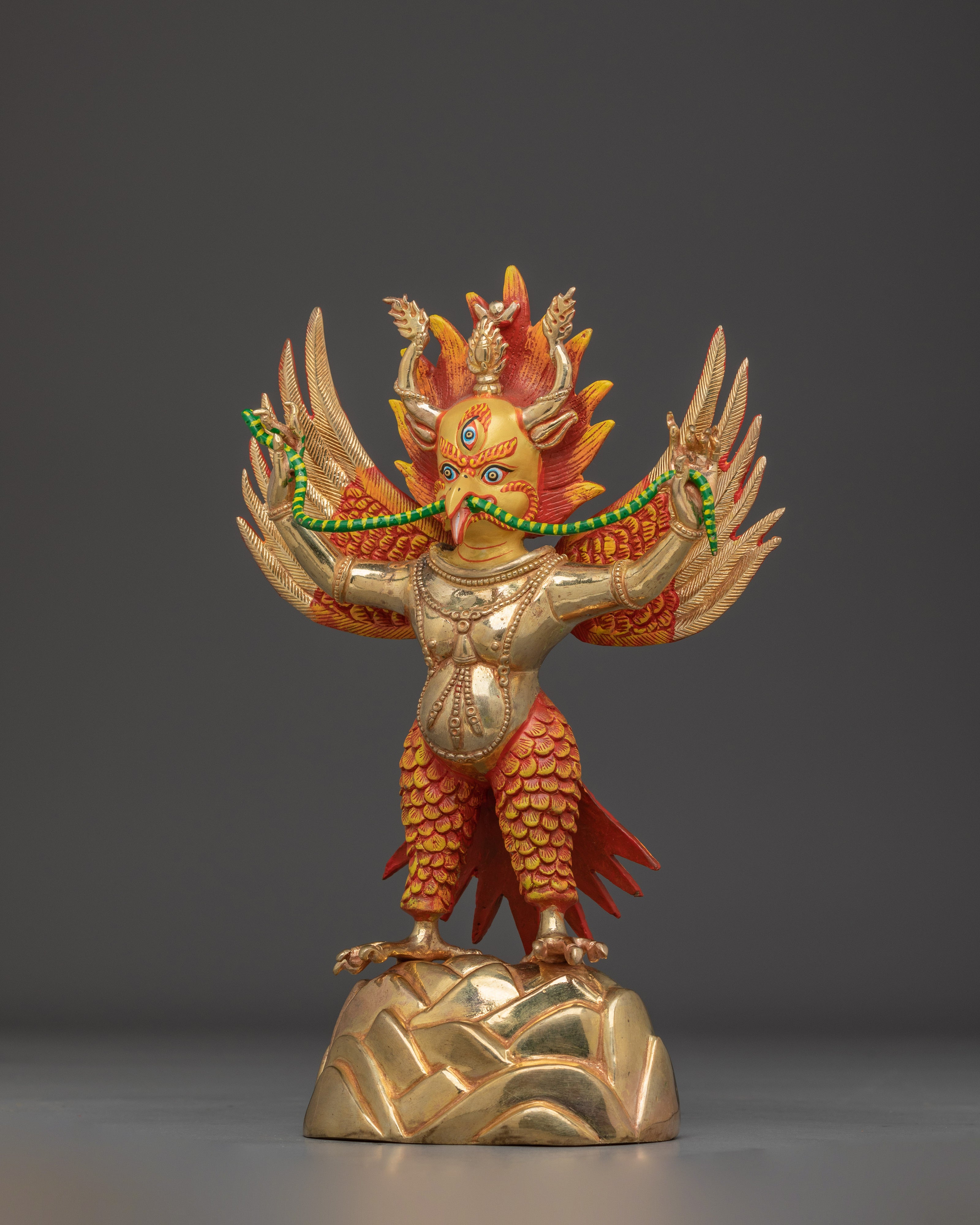 Handcrafted Garuda Gold Gilded Statue | A Powerful Symbol of Protection and Strength