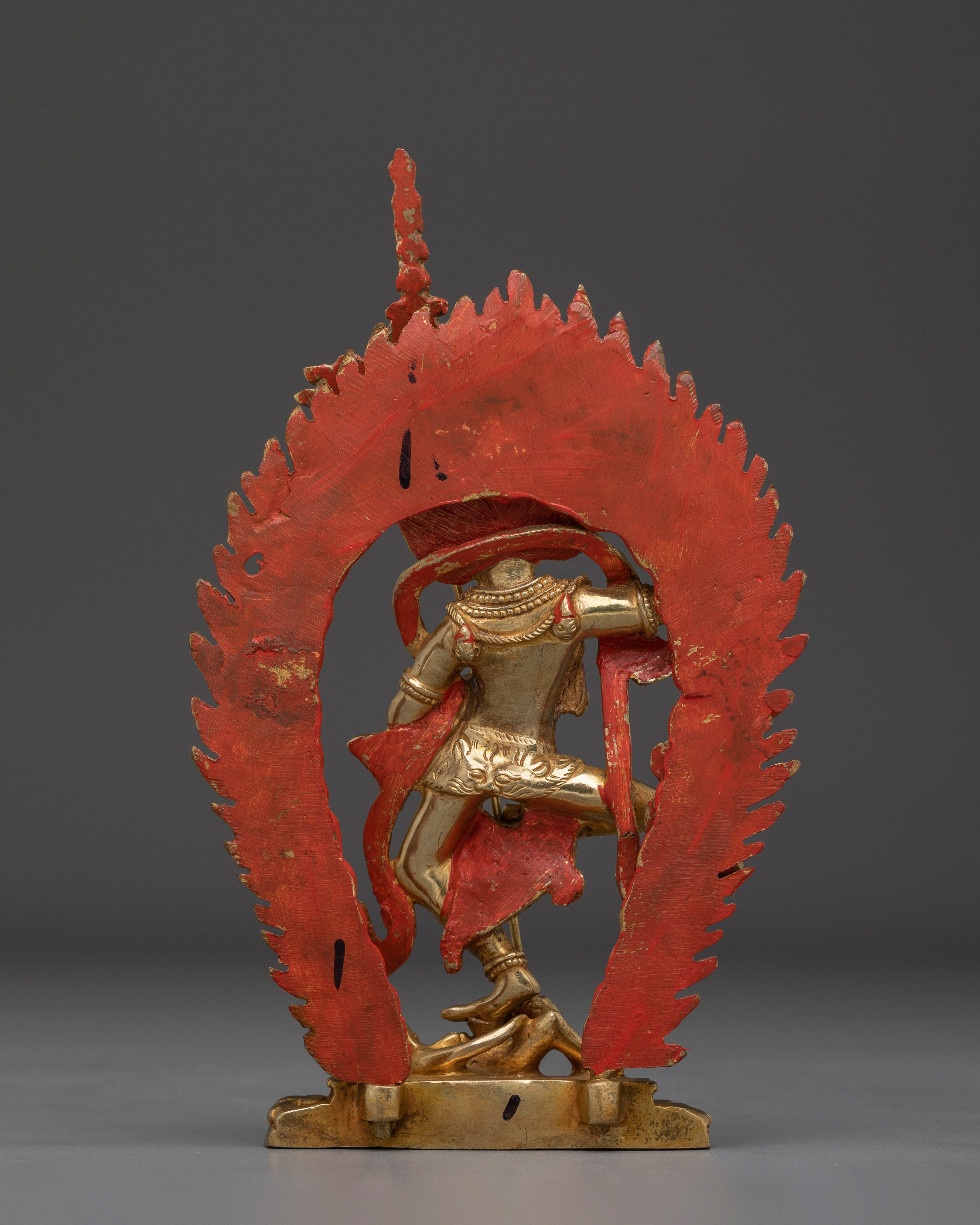 Handcrafted Simhamukha Gold Gilded Statue | Powerful Protector and Symbol of Strength